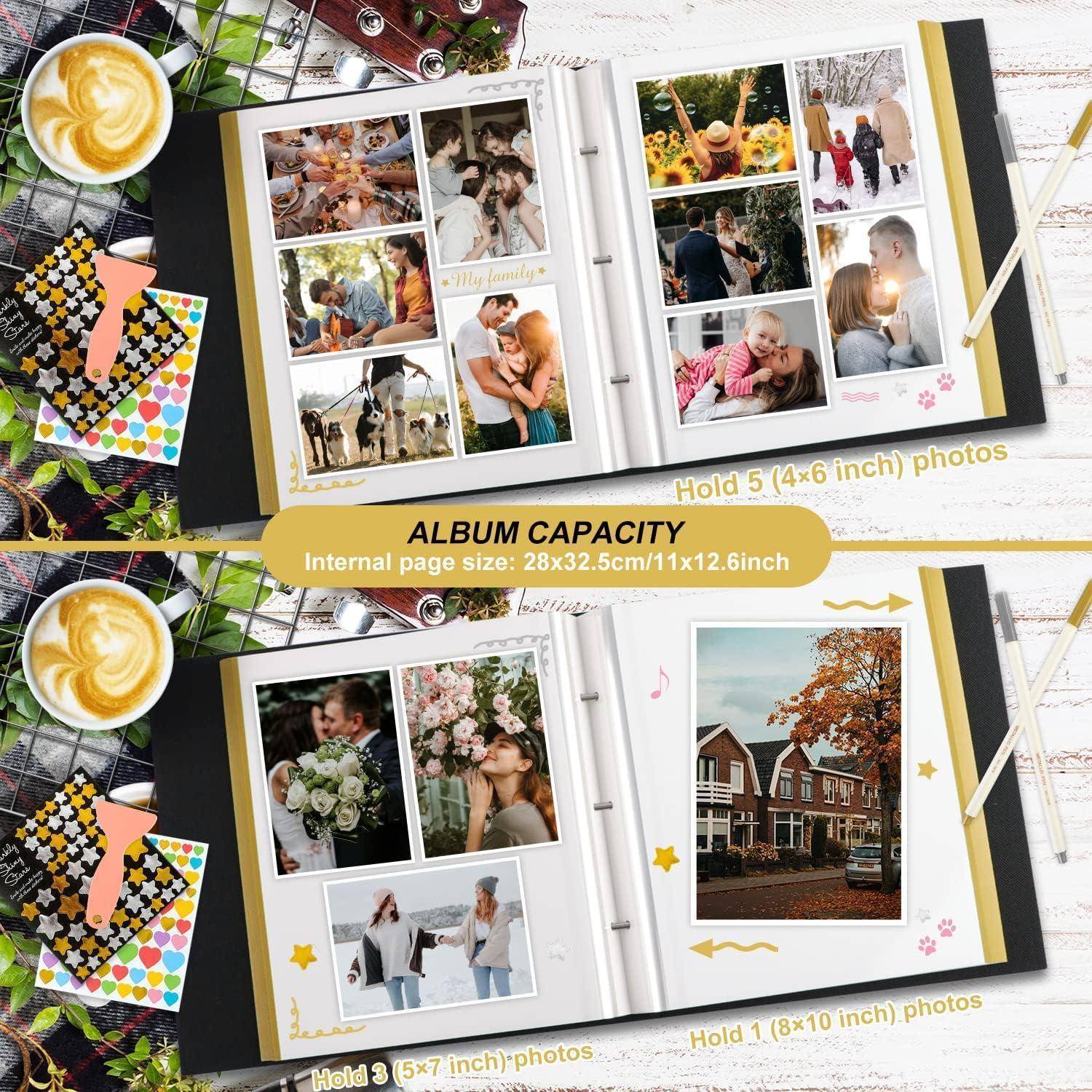 Fotoalbum Selbstklebend Scrapbook 33,5x32,8x6,2 cm, 80 Seiten Schwarz
