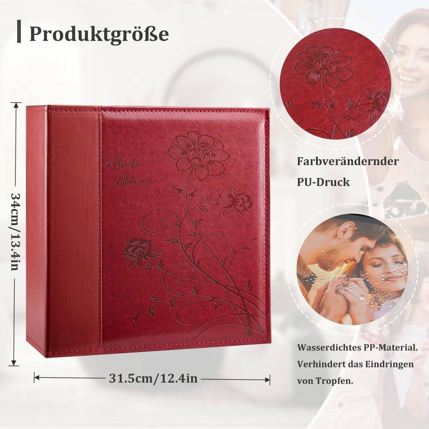 Fotoalbum 10x15 1000 Fotos Slip in Ledercover 1000 Fotos Rot