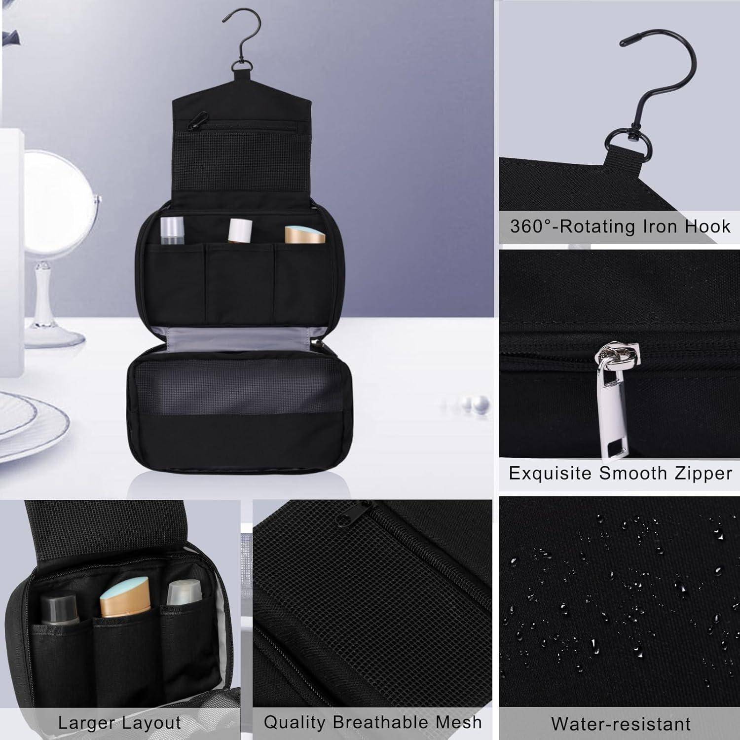Kulturbeutel Reise Organizer Haken Damen Herren Schwarz L-28.5x10x15cm