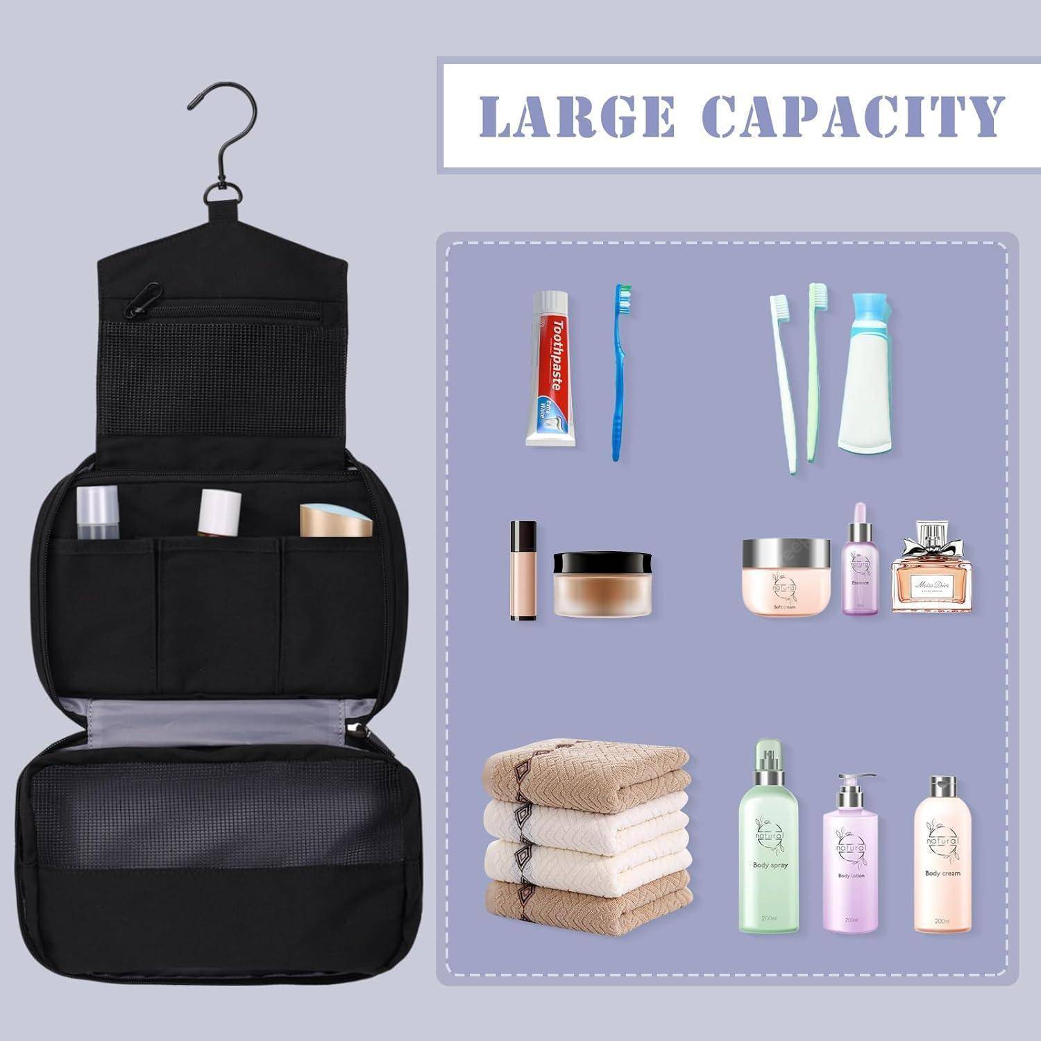 Kulturbeutel Reise Organizer Haken Damen Herren Schwarz L-28.5x10x15cm