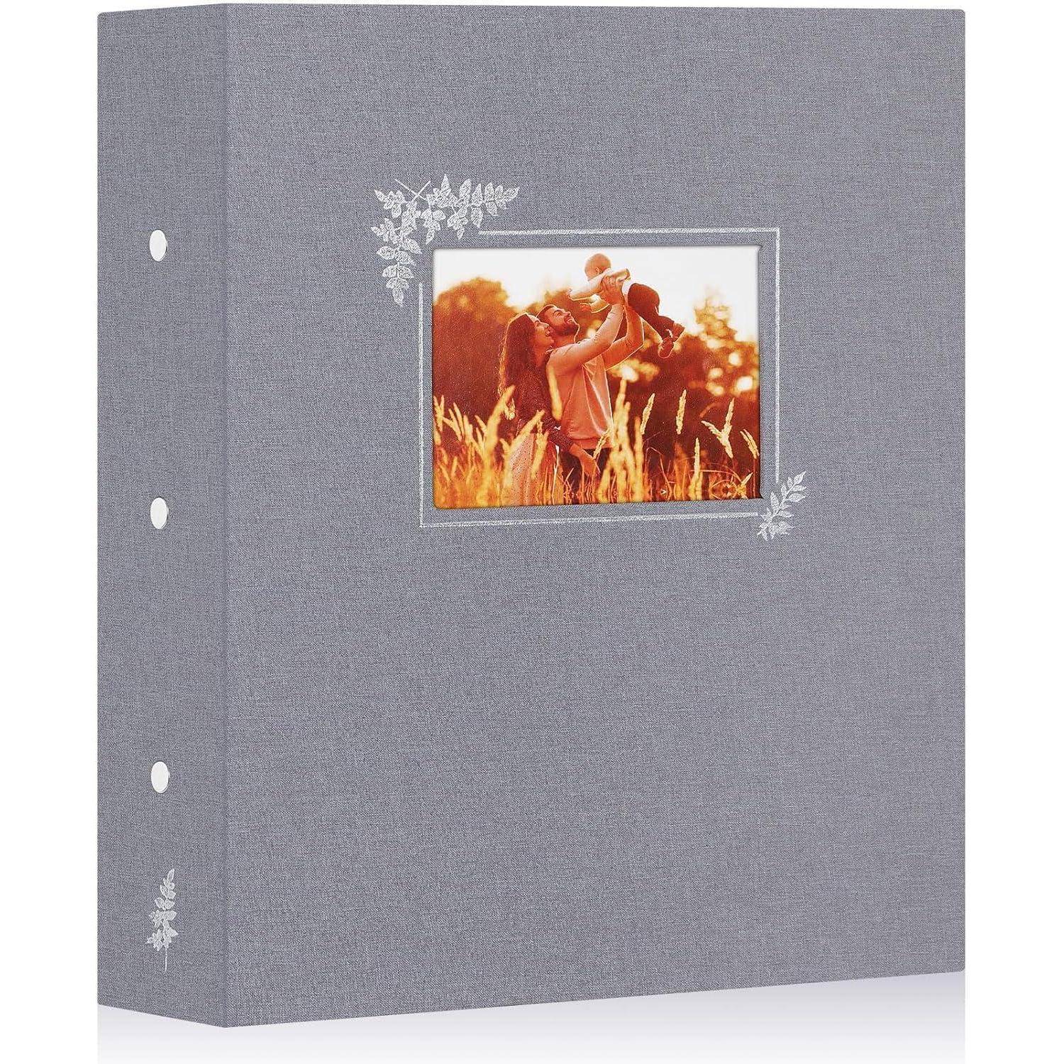 Fotoalbum Einsteckalbum Leinen 11x15 vertikal 1000 Tasche Grau
