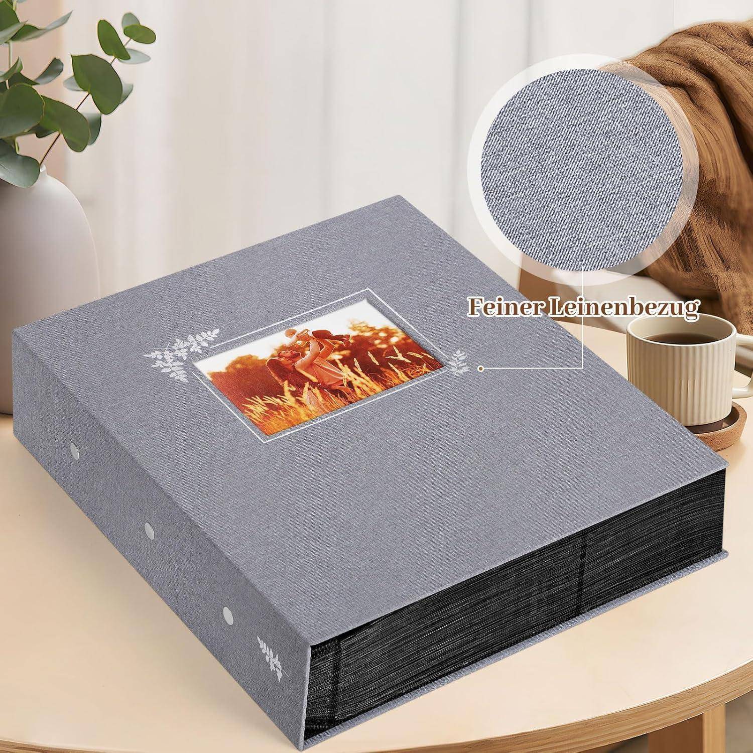 Fotoalbum Einsteckalbum Leinen 11x15 vertikal 1000 Tasche Grau