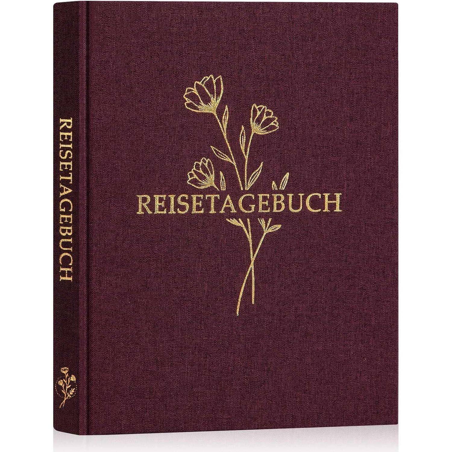 Reisetagebuch Notizbuch Leinen Fotobuch Deutsch Burgunderrot