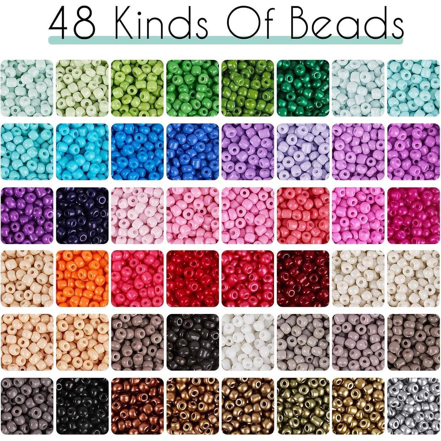 Perlen 3mm Perlenset 48Farben 2Boxen Armband Bunt - 48Bunte