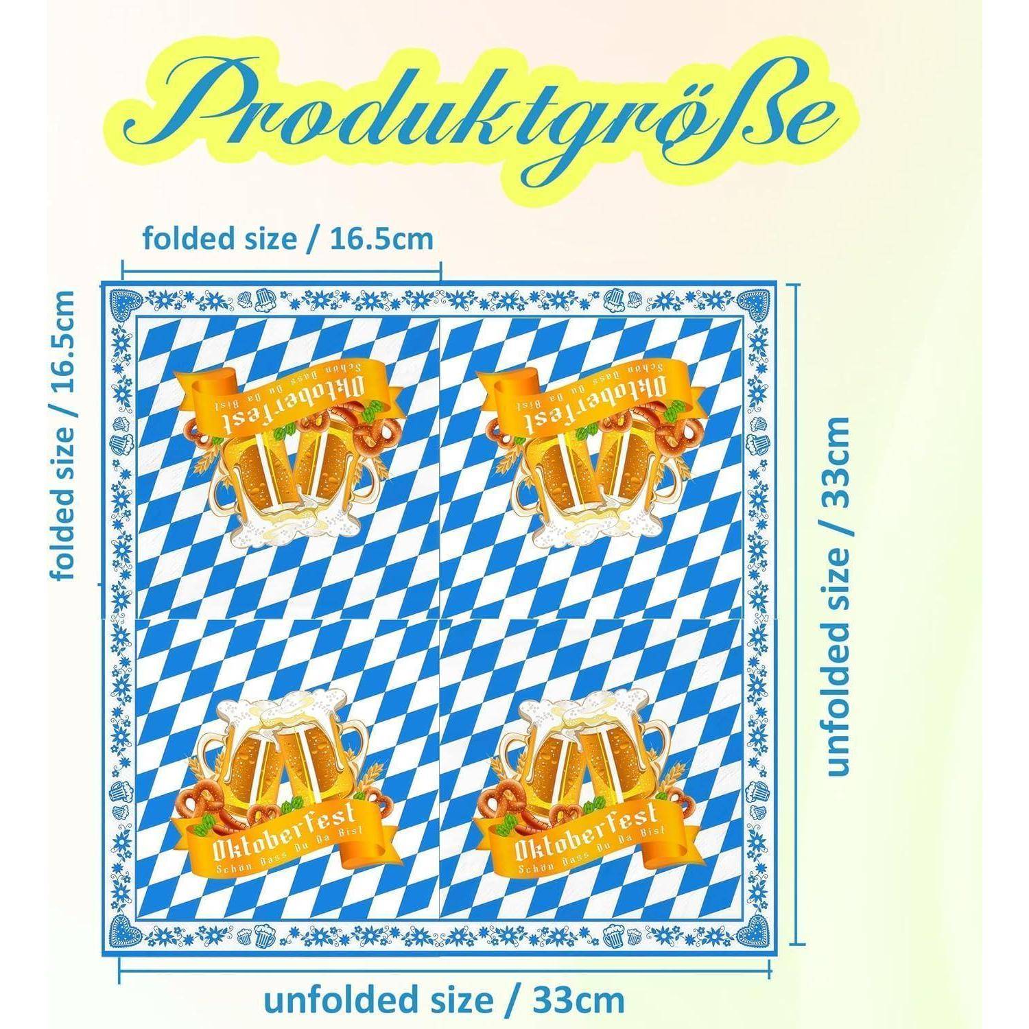 Servietten Oktoberfest Blau Weiß 33x33cm Seidenpapier 40Stück