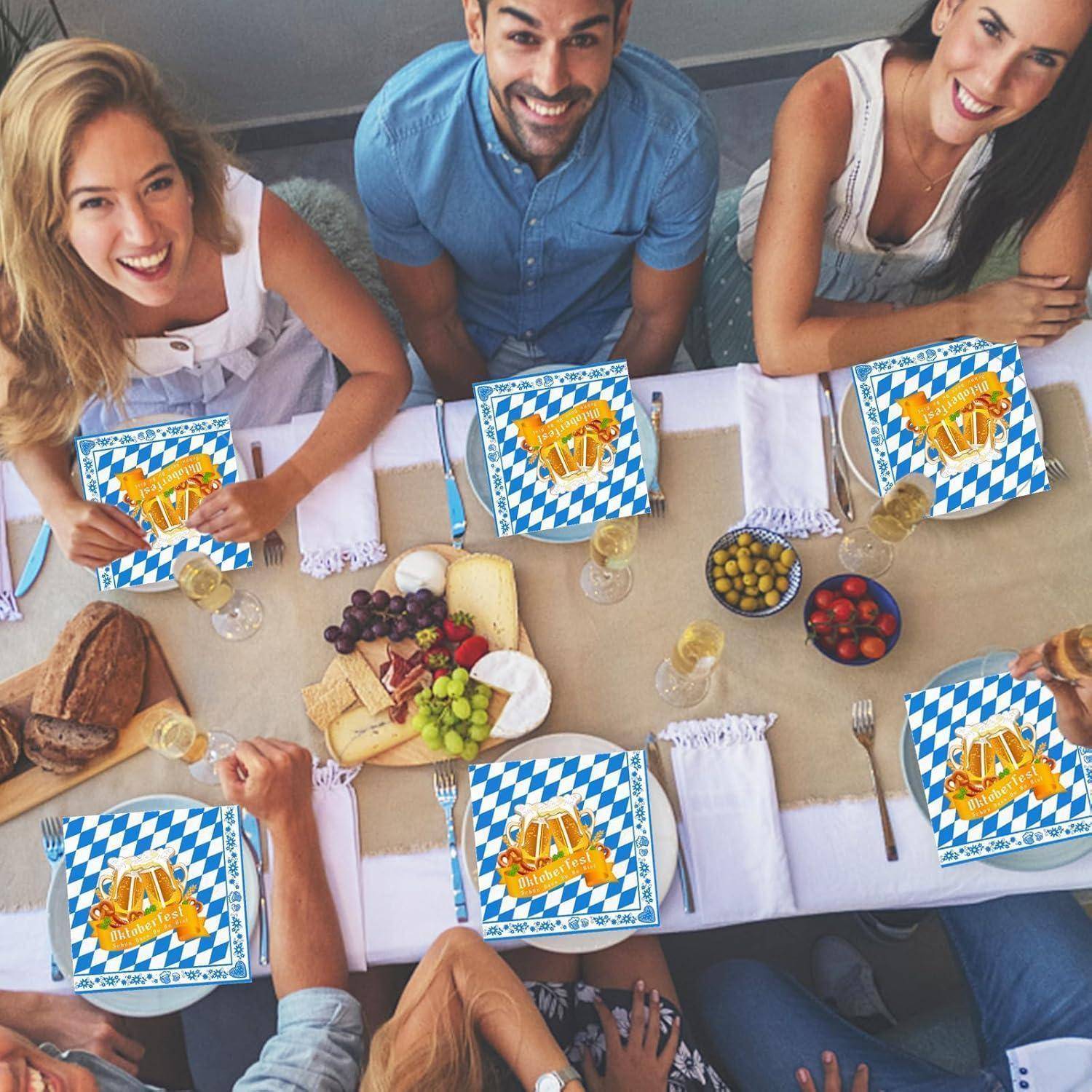 Servietten Oktoberfest Blau Weiß 33x33cm Seidenpapier 40Stück