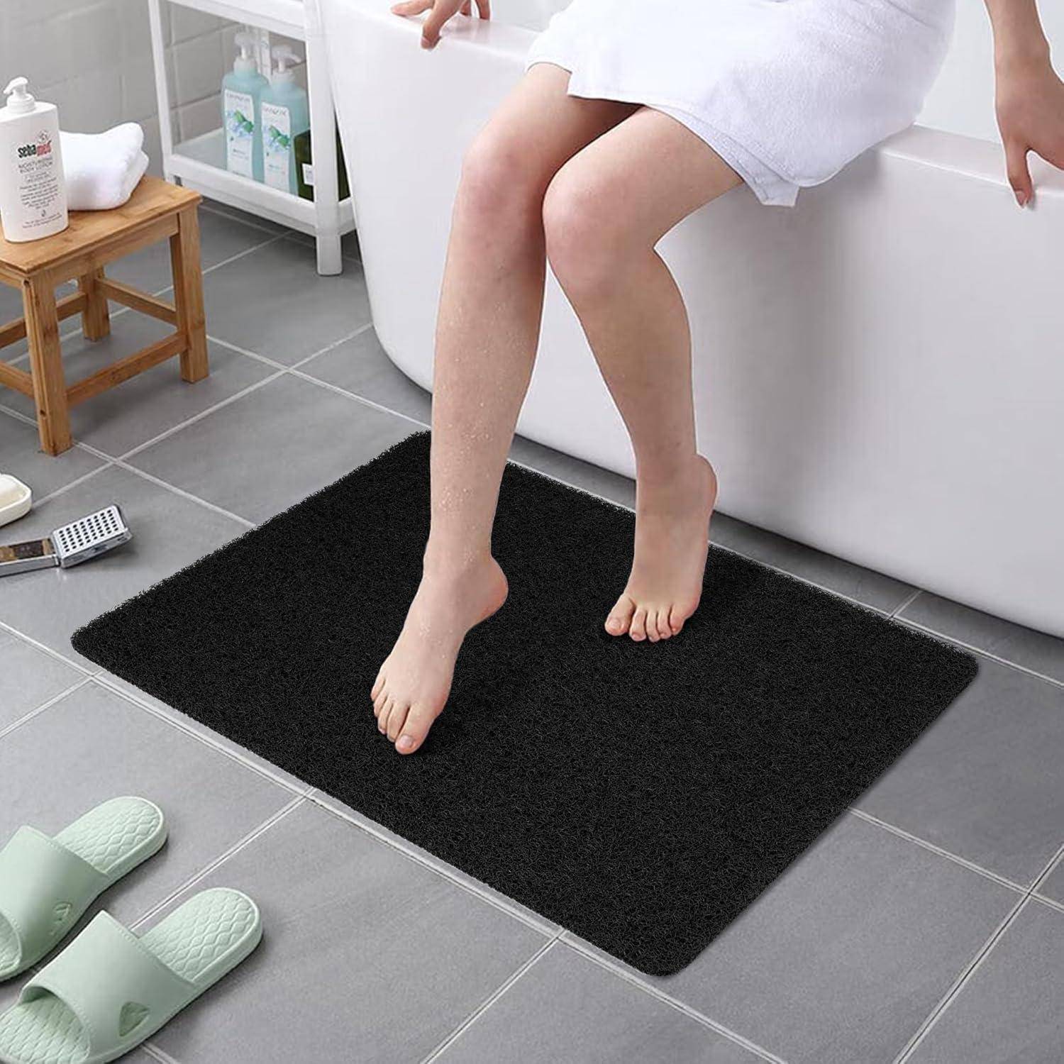 Duschmatte Rutschfest Badewannenmatte Schwarz 80 x 60 cm Rechteckig