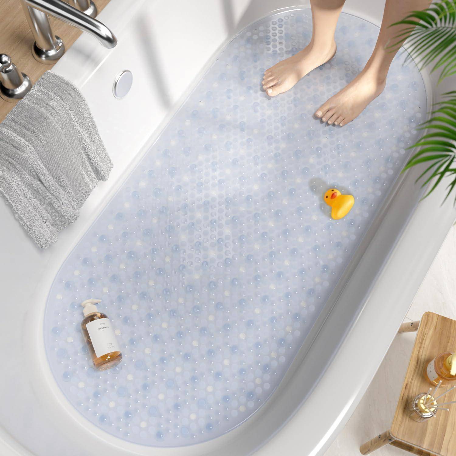 Badewannenmatte rutschfest Saugnäpfen Transparent 88 x 40 cm (Oval)