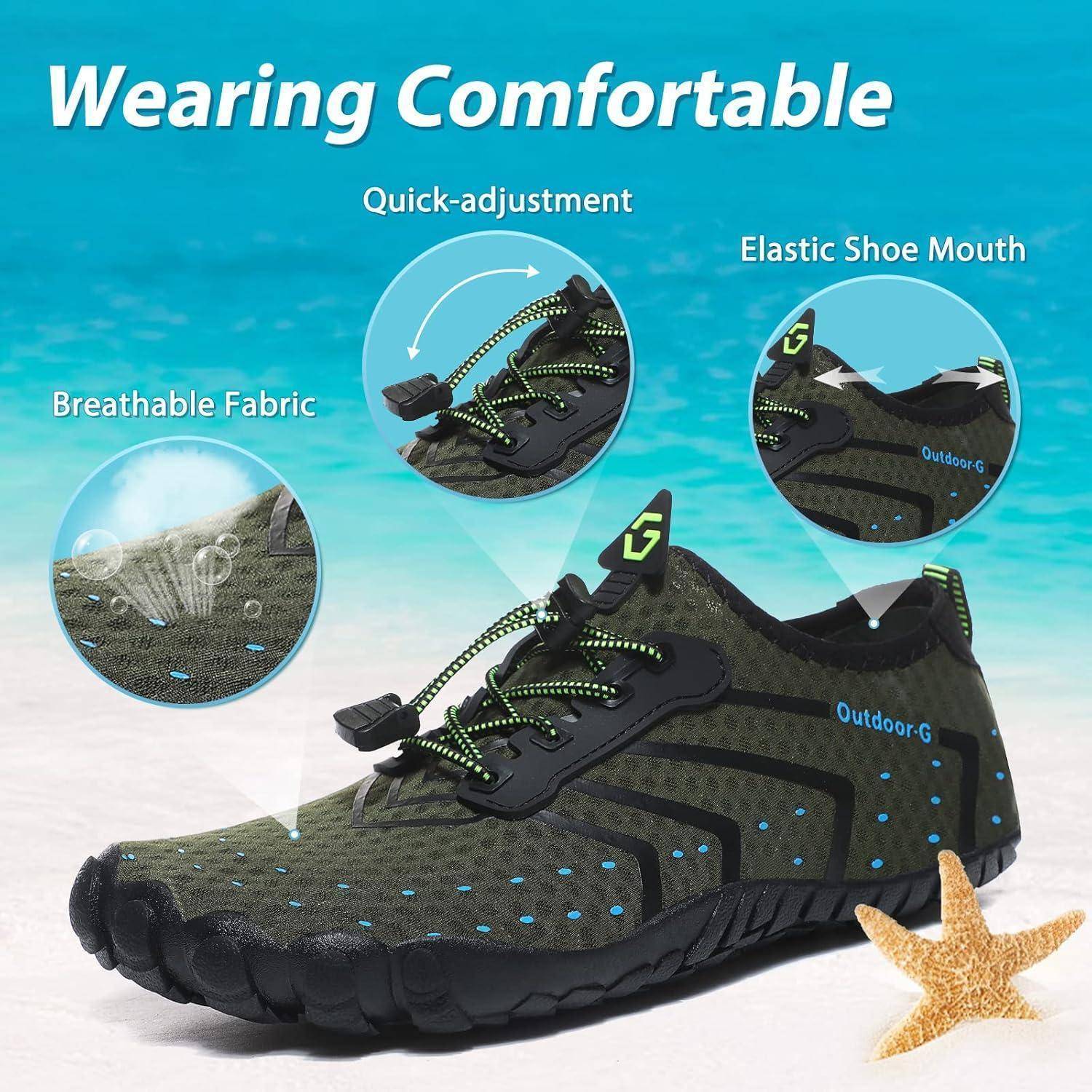 Wasserschuhe Badeschuhe Strandschuhe Unisex Drainagelöcher 40 EU Grün1