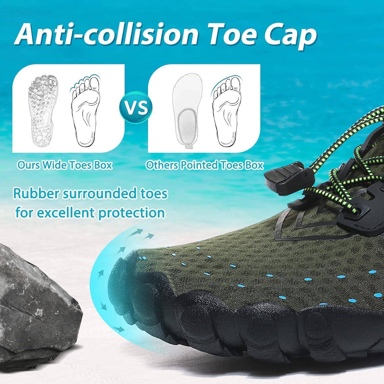 Wasserschuhe Badeschuhe Strandschuhe Unisex Drainagelöcher 40 EU Grün1
