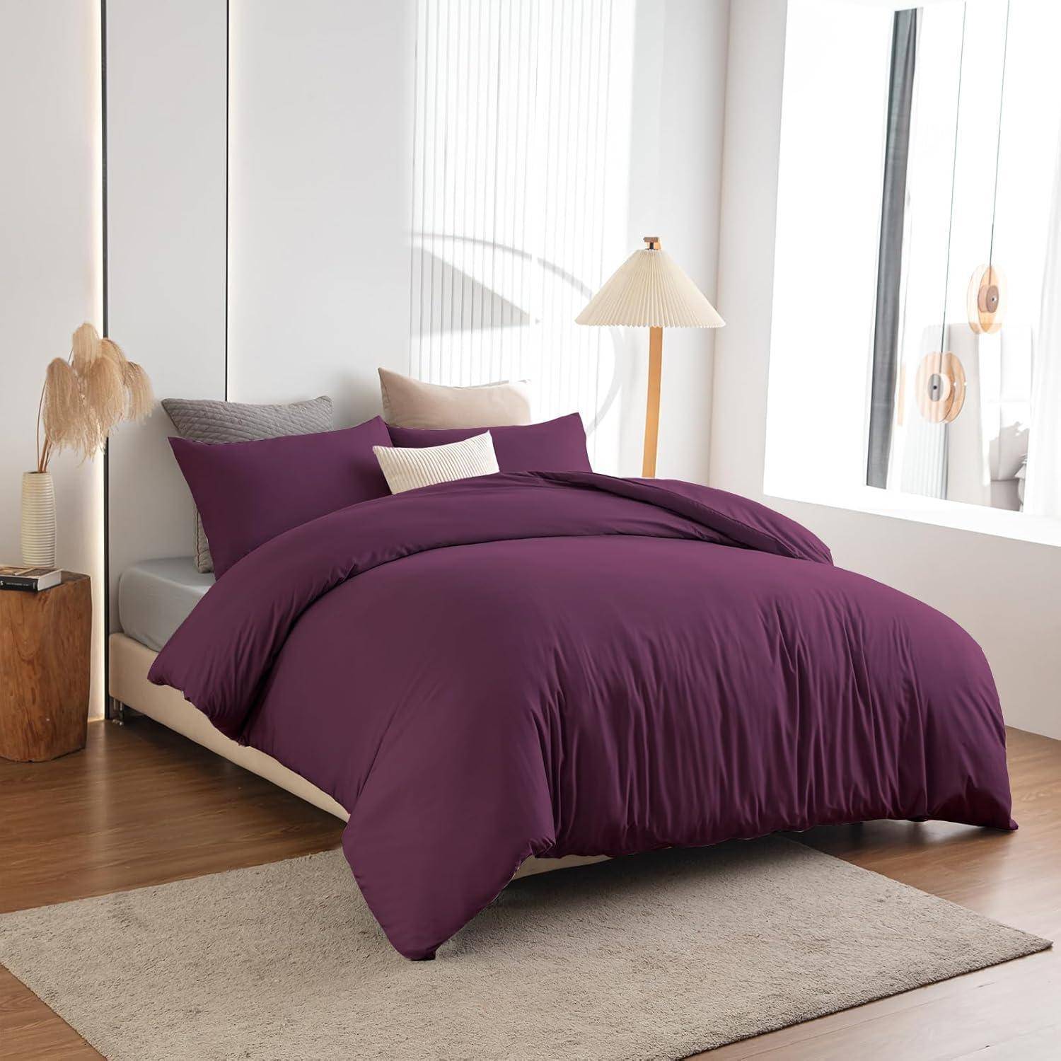 Bettwäsche 200x200 Mikrofaser 200 x 200cm + 2x 80 x 80cm 08 - Lila