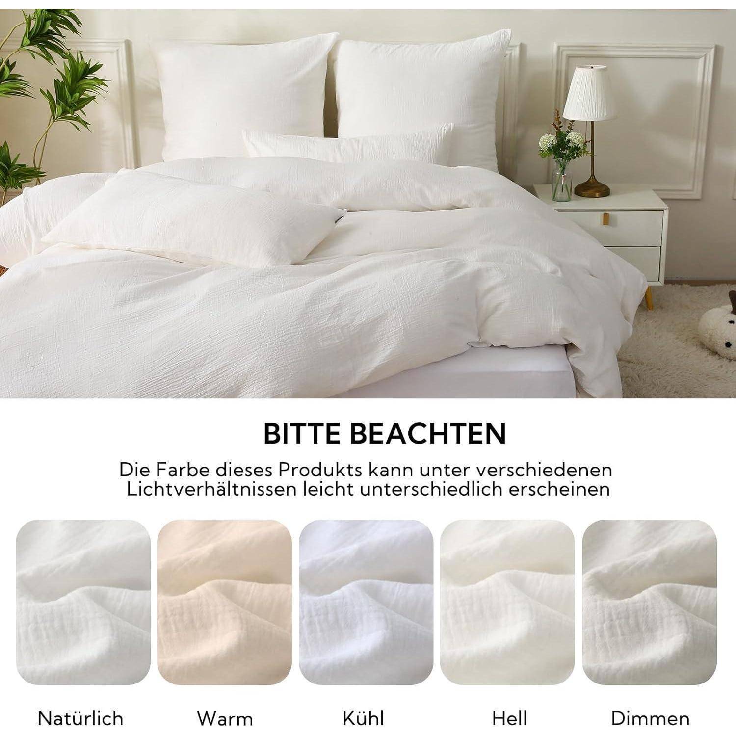 Doppelte Musselin Bettwäsche 155x220 Baumwolle, Bettwäsche-Sets 1er