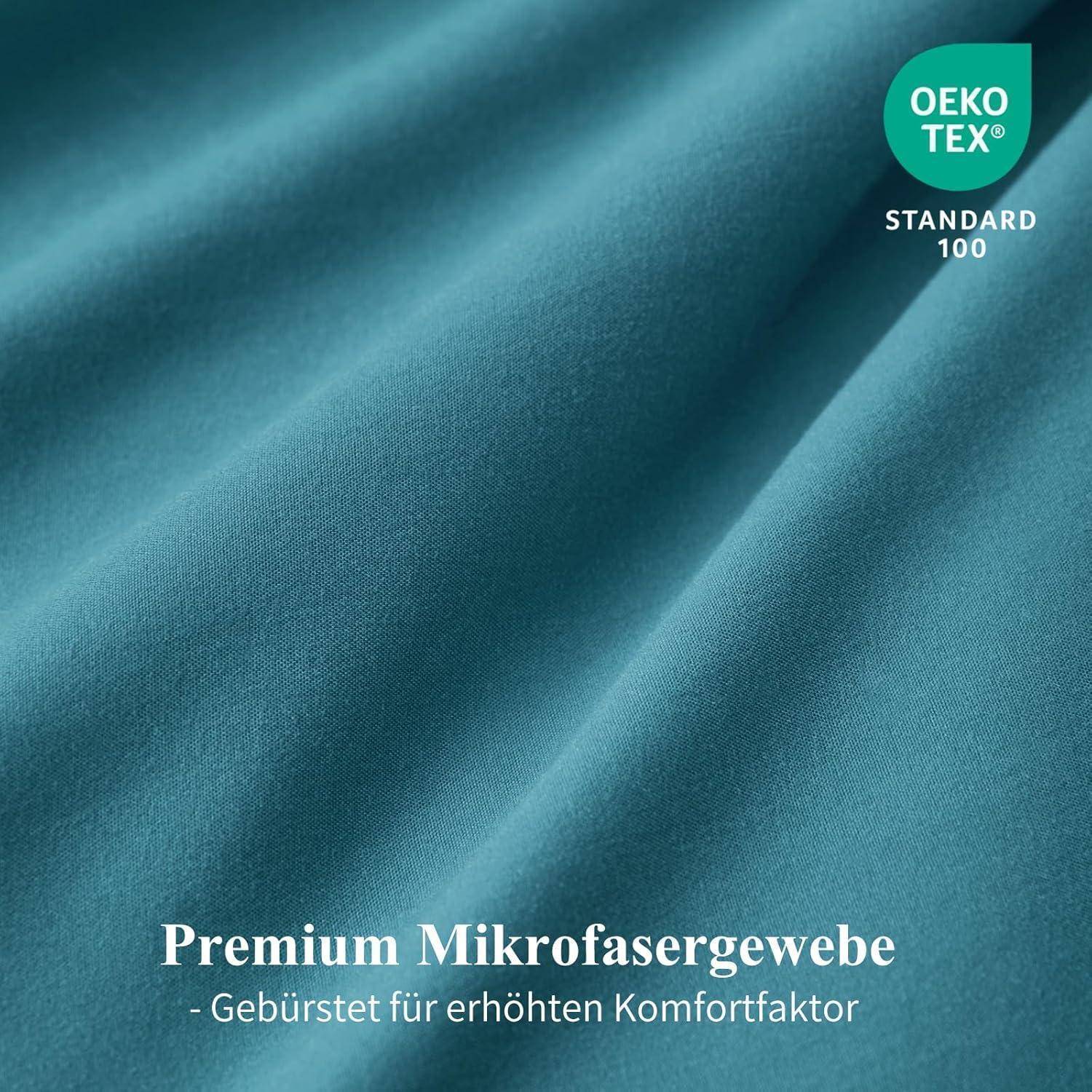 Bettwäsche 3teilig Bettbezug Kissenbezüge 80x80 200x200 Türkis Grau