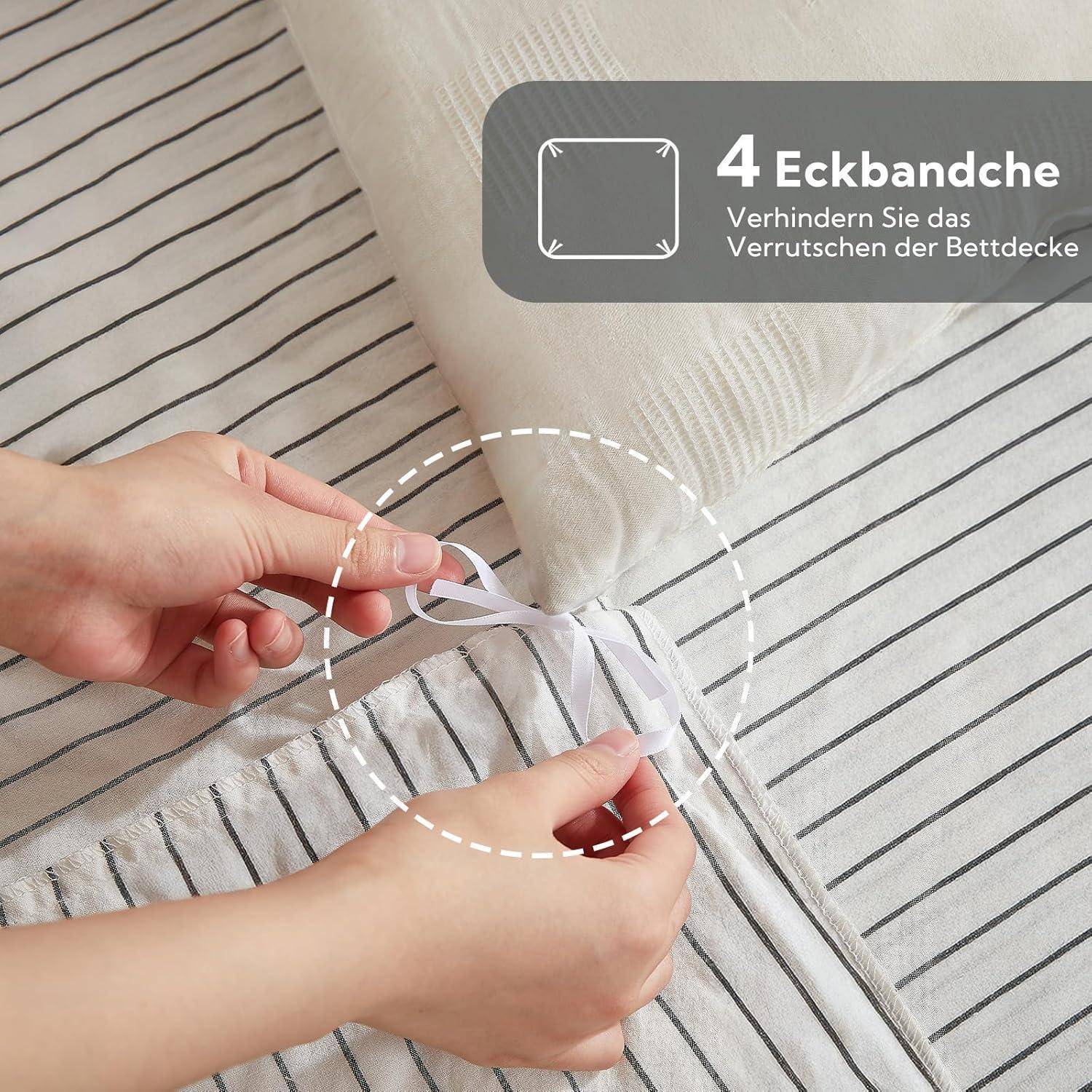 Bettwäsche Schwarz & Weiß (gestreift) 2tlg. 155*220cm 1x 80*80cm
