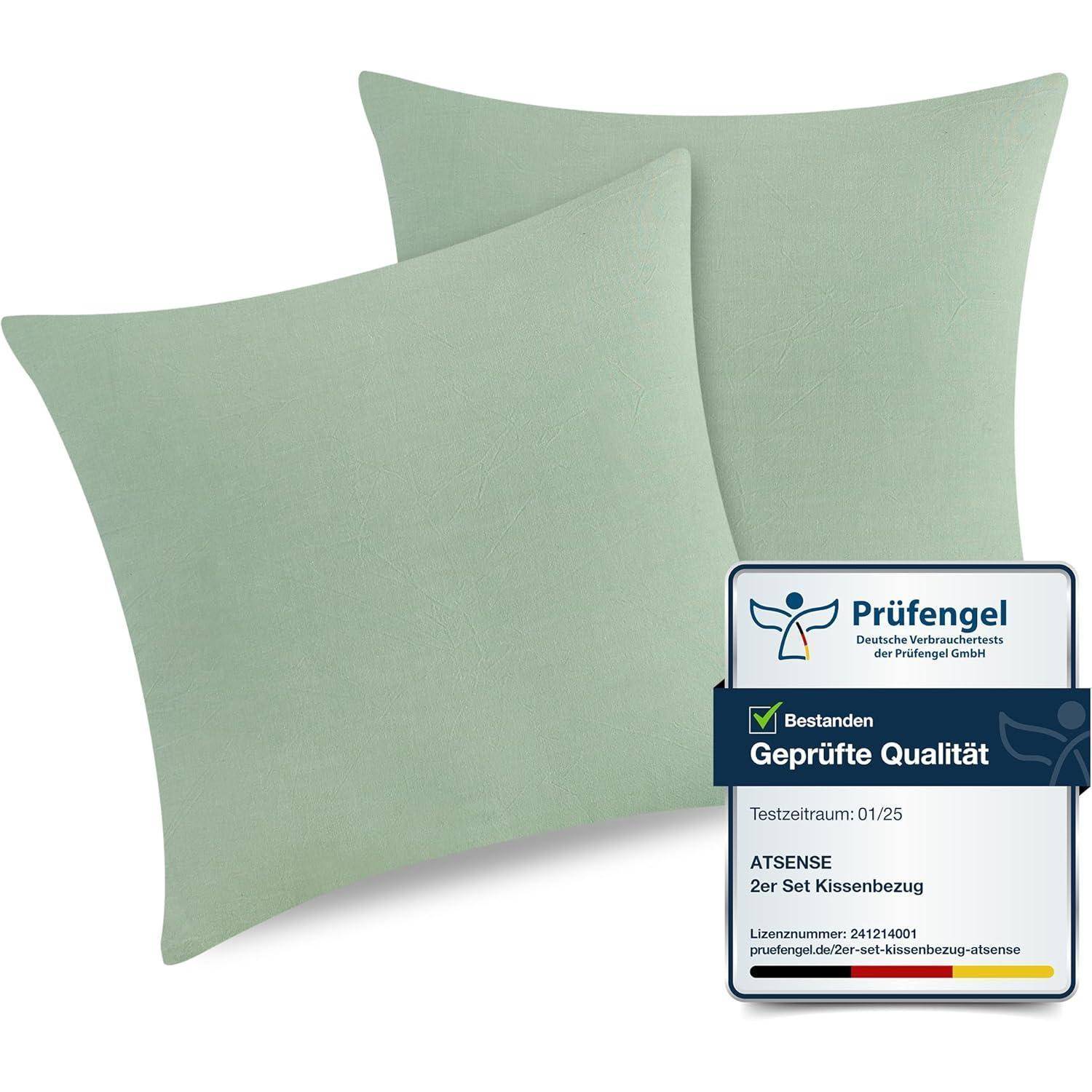 Kissenbezug Baumwolle Reißverschluss 40 x 40 cm 2 Stück Mint Grün