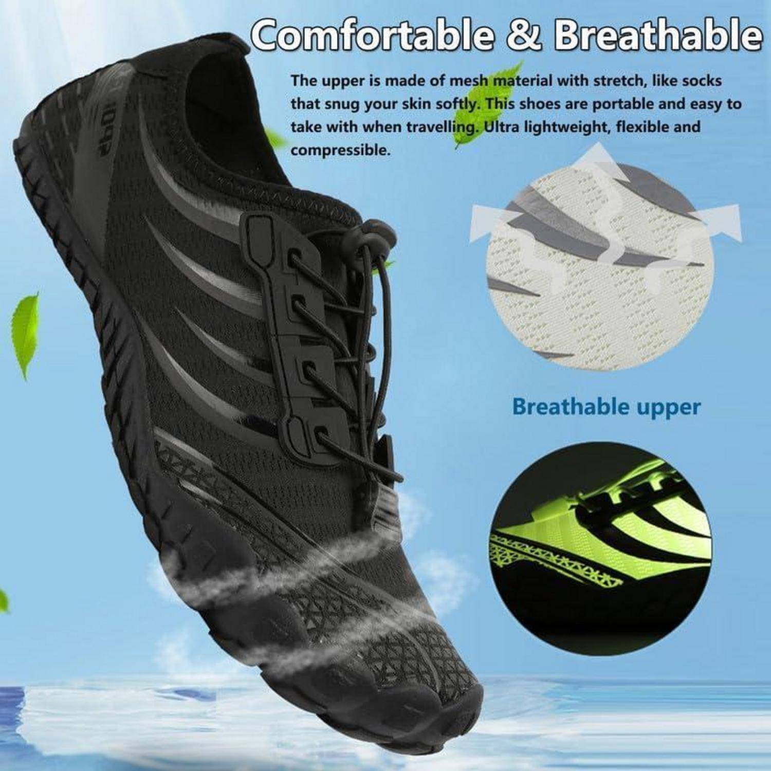 Barfußschuhe Herren Damen Wasserschuhe Aquaschuhe 40 EU Schwarz