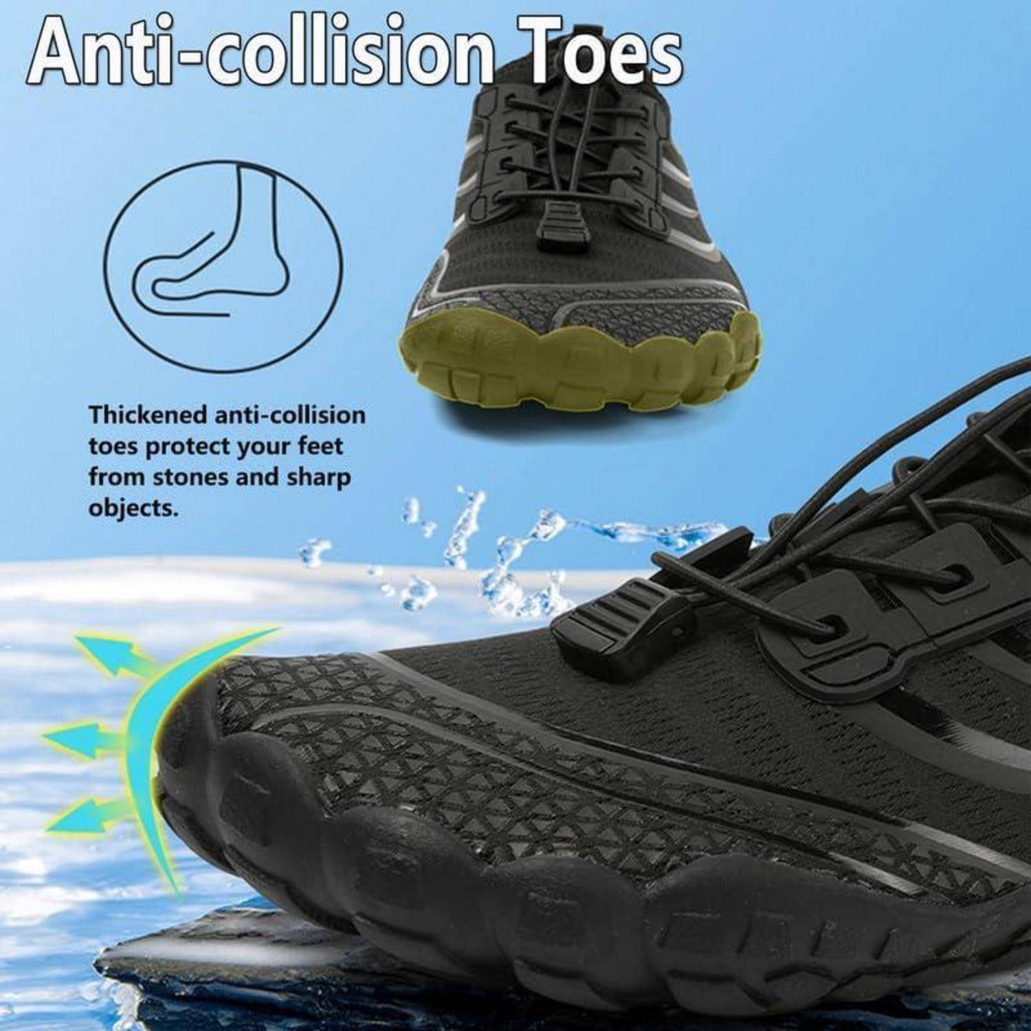 Barfußschuhe Herren Damen Wasserschuhe Aquaschuhe 40 EU Schwarz