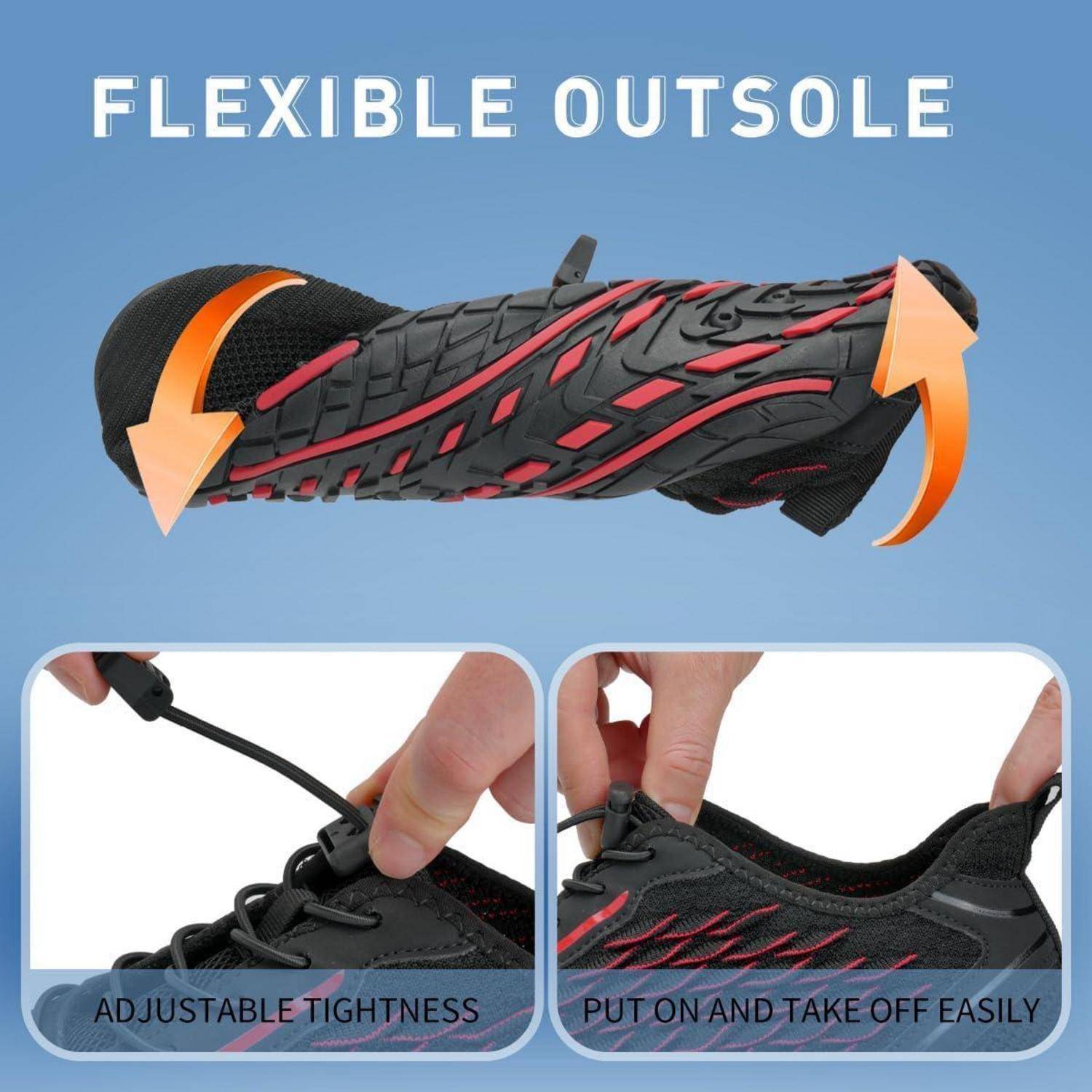 Strandschuhe Wasserschuhe Unisex rutschfest 42 EU 57 Schwarz Rot