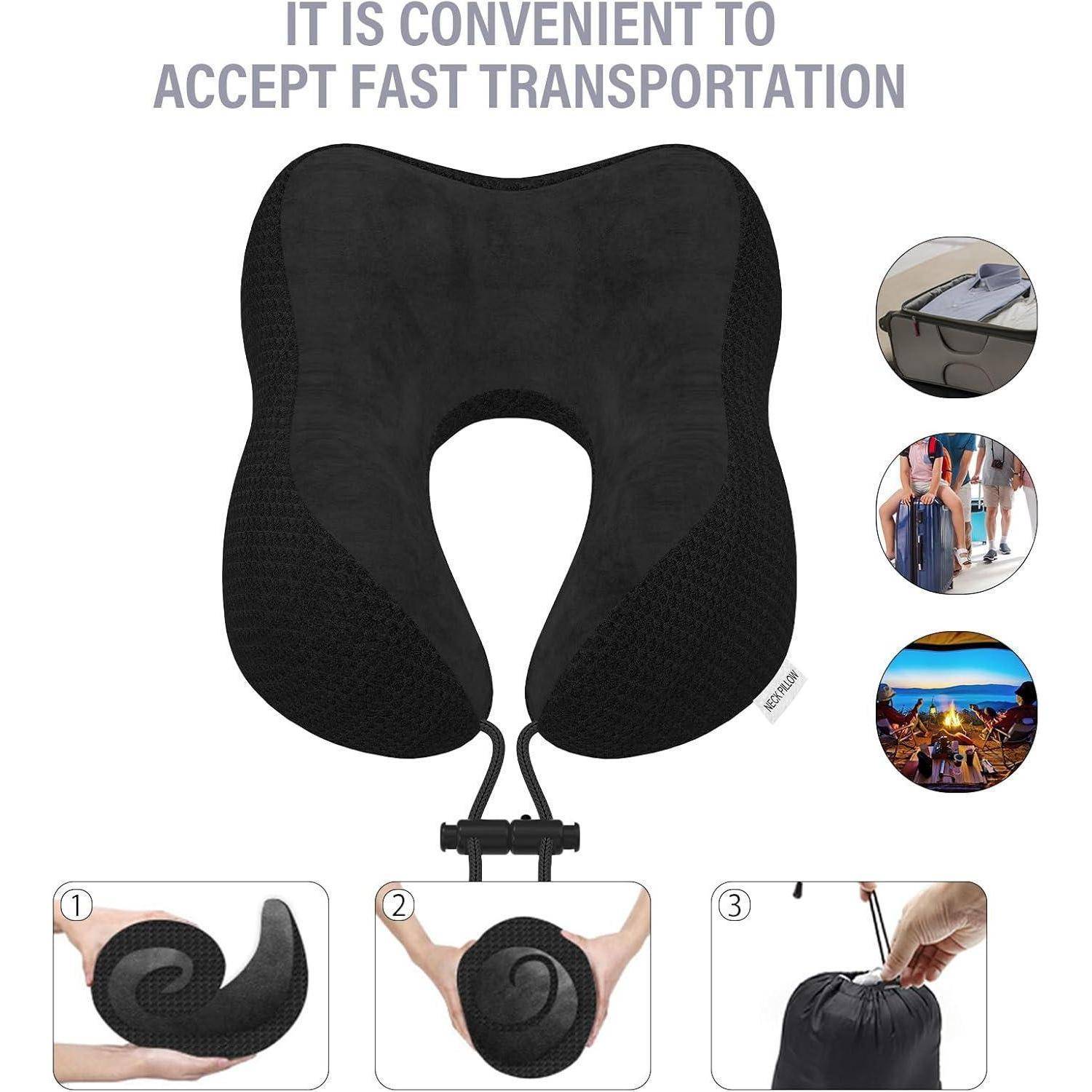 Nackenkissen Reisekissen Nackenhörnchen Memory Foam Auto Schwarz