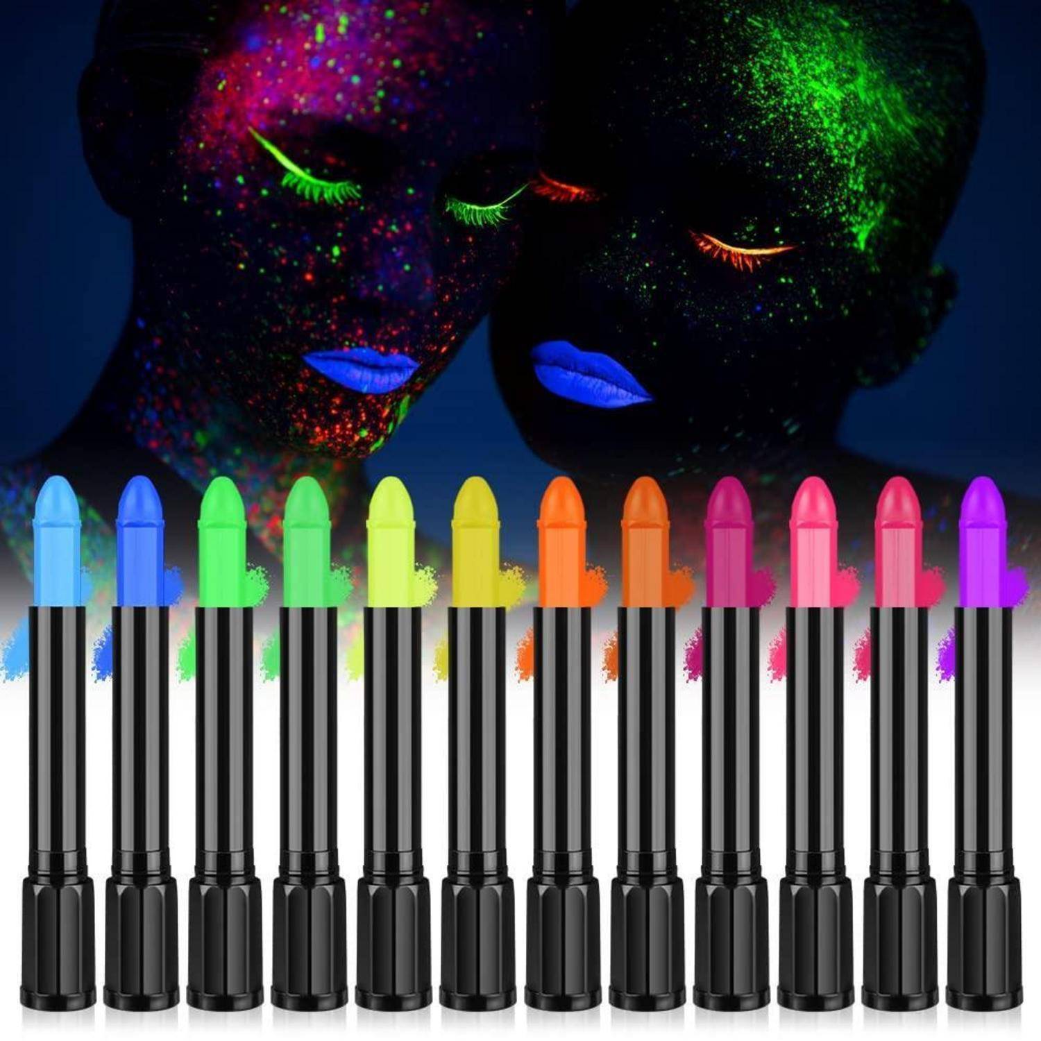Bodypainting UV Neon Schminkstifte Facepaint Halloween 12 Farben-N