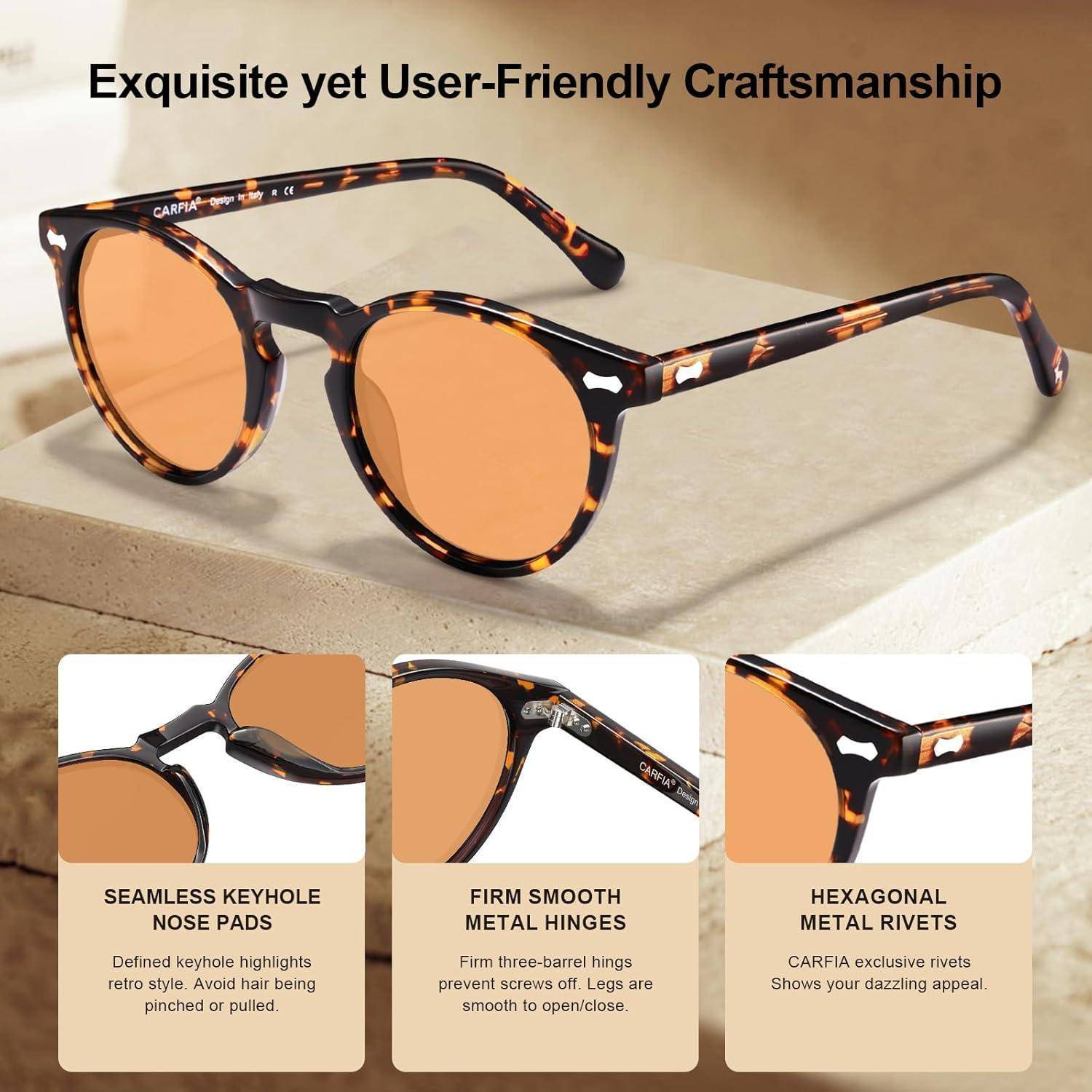 Sonnenbrille rund Damen A26 Schildpatt Orange Nicht Polarisiert Linse