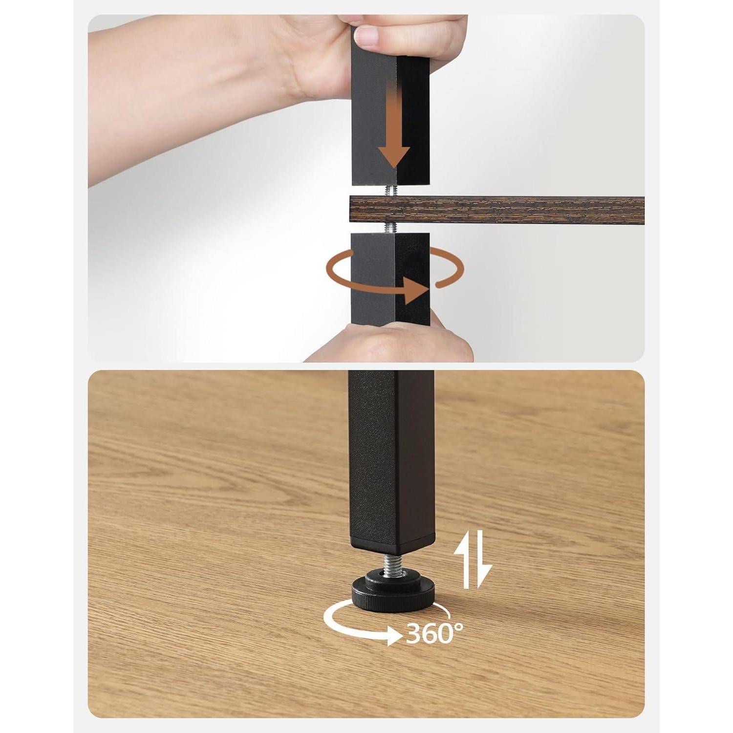 Beistelltisch 3stufig Ladestation Schublade Vlies Schwarz