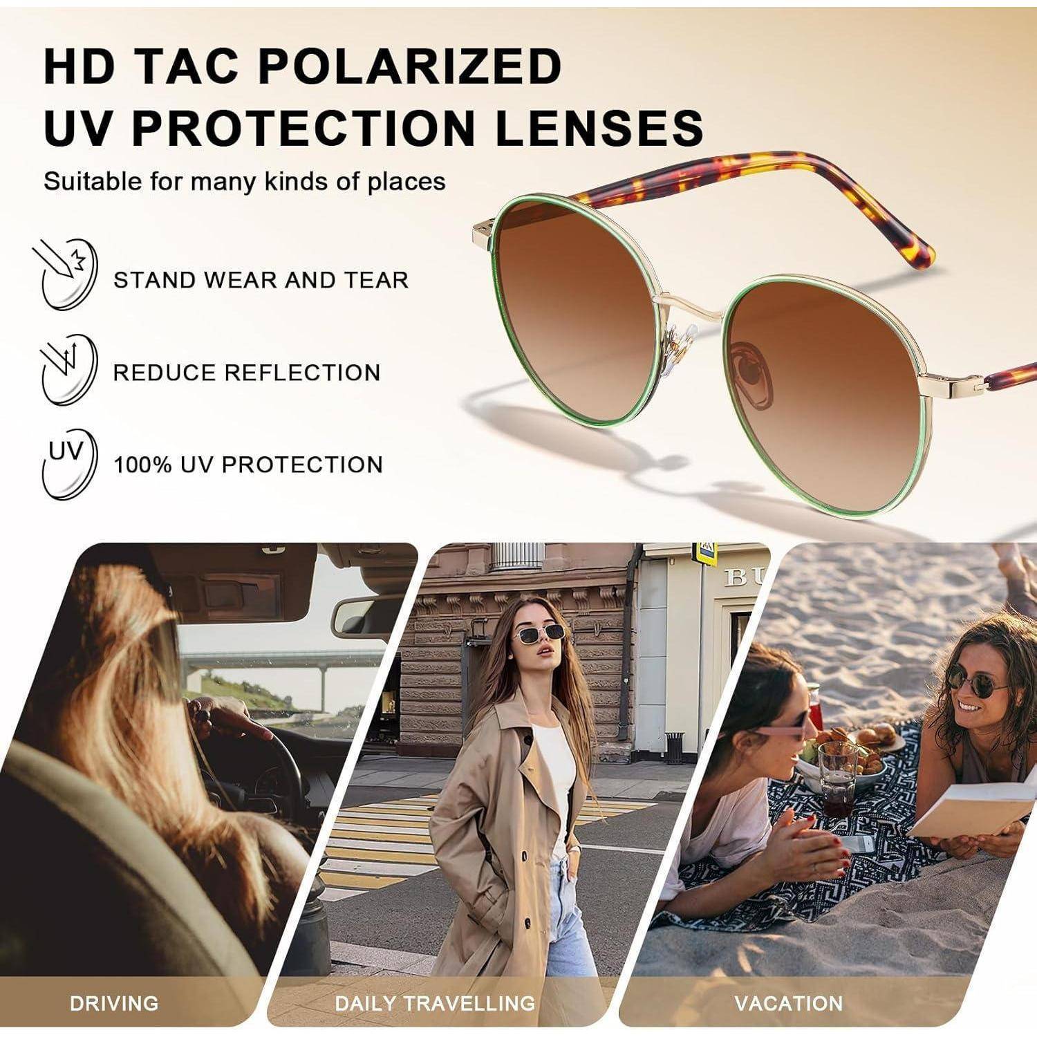 Sonnenbrille Damen Polarisiert UV Schutz V5-farbverlauf Braun