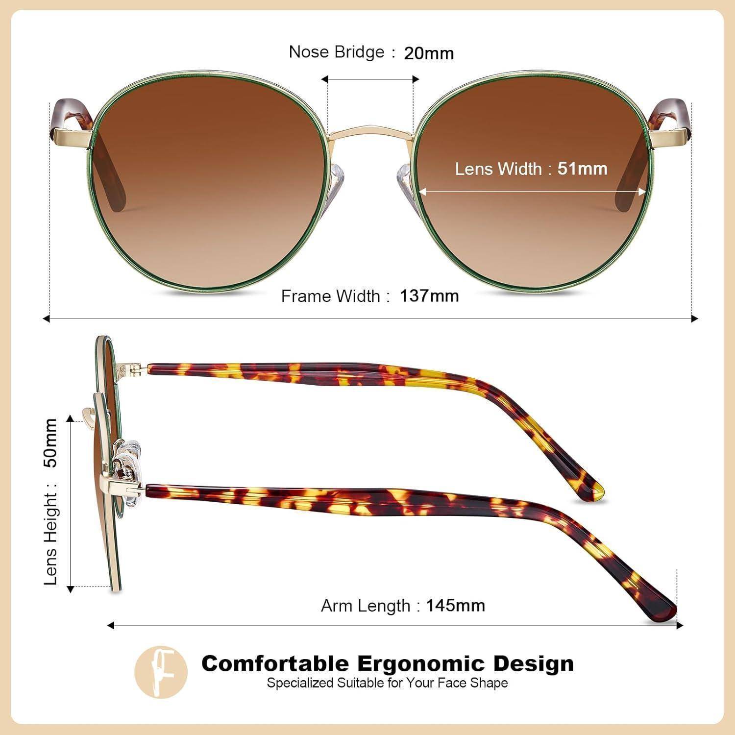 Sonnenbrille Damen Polarisiert UV Schutz V5-farbverlauf Braun