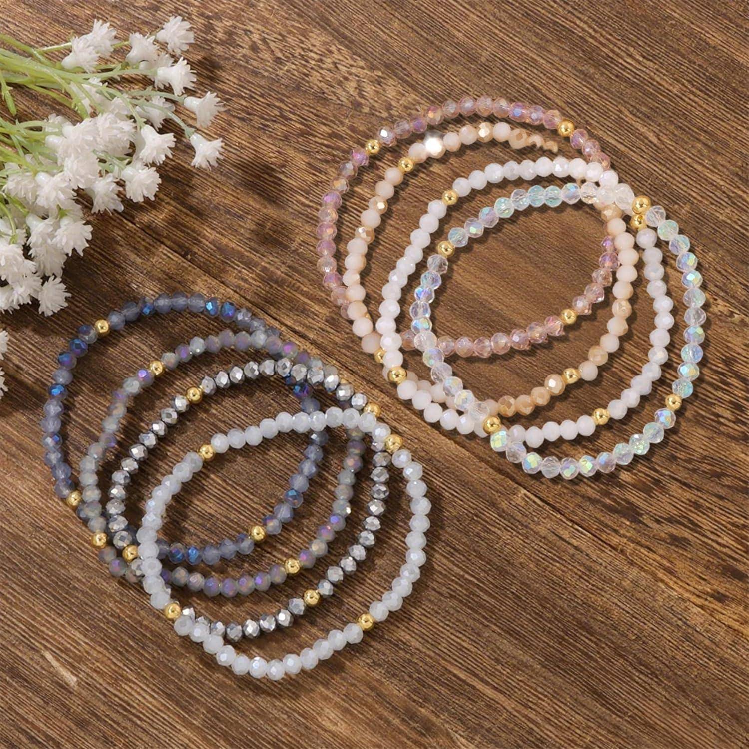Armband Damen Kristall Perlen Steine Boho Schwarz grün A