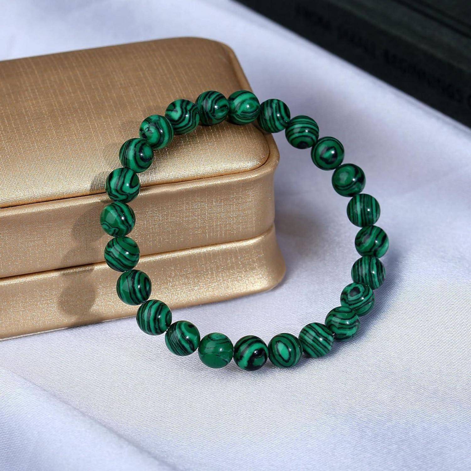 Perlenarmband Elastisch Damen Herren Heilsteine Edelsteine Malachit