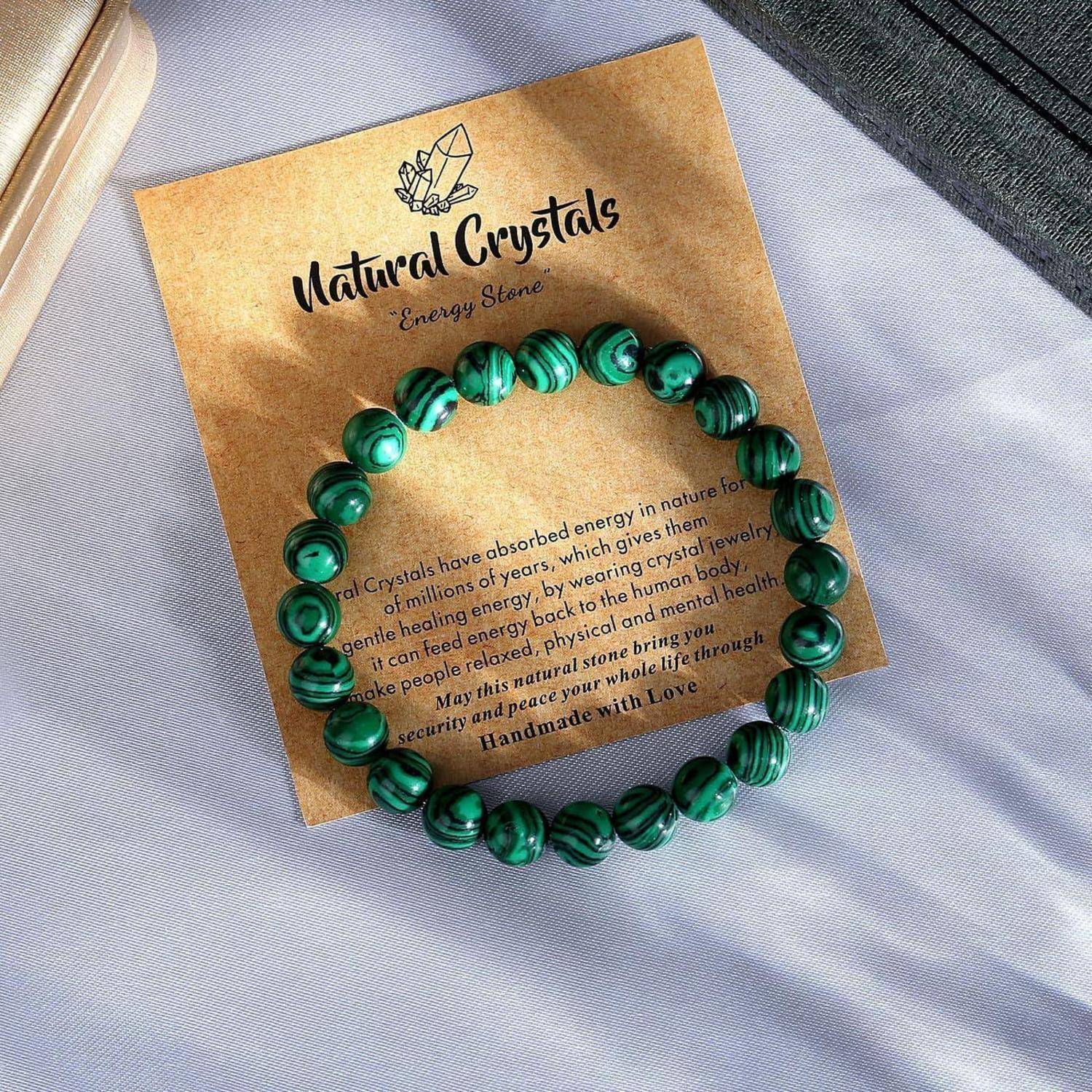 Perlenarmband Elastisch Damen Herren Heilsteine Edelsteine Malachit