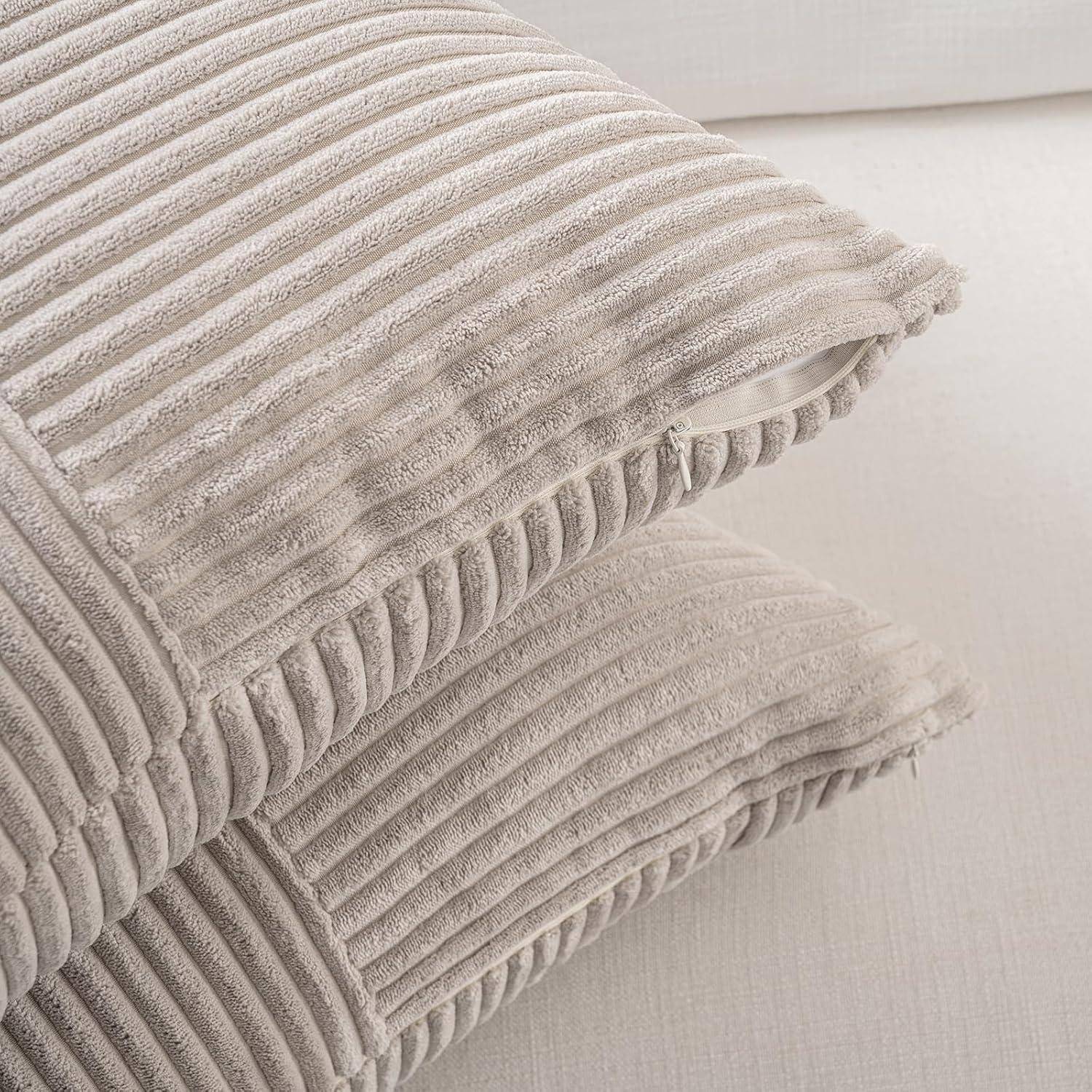 Kissenbezug Kordsamt Dekokissen Sofakissen 50 x 30 cm 2 Stück Taupe