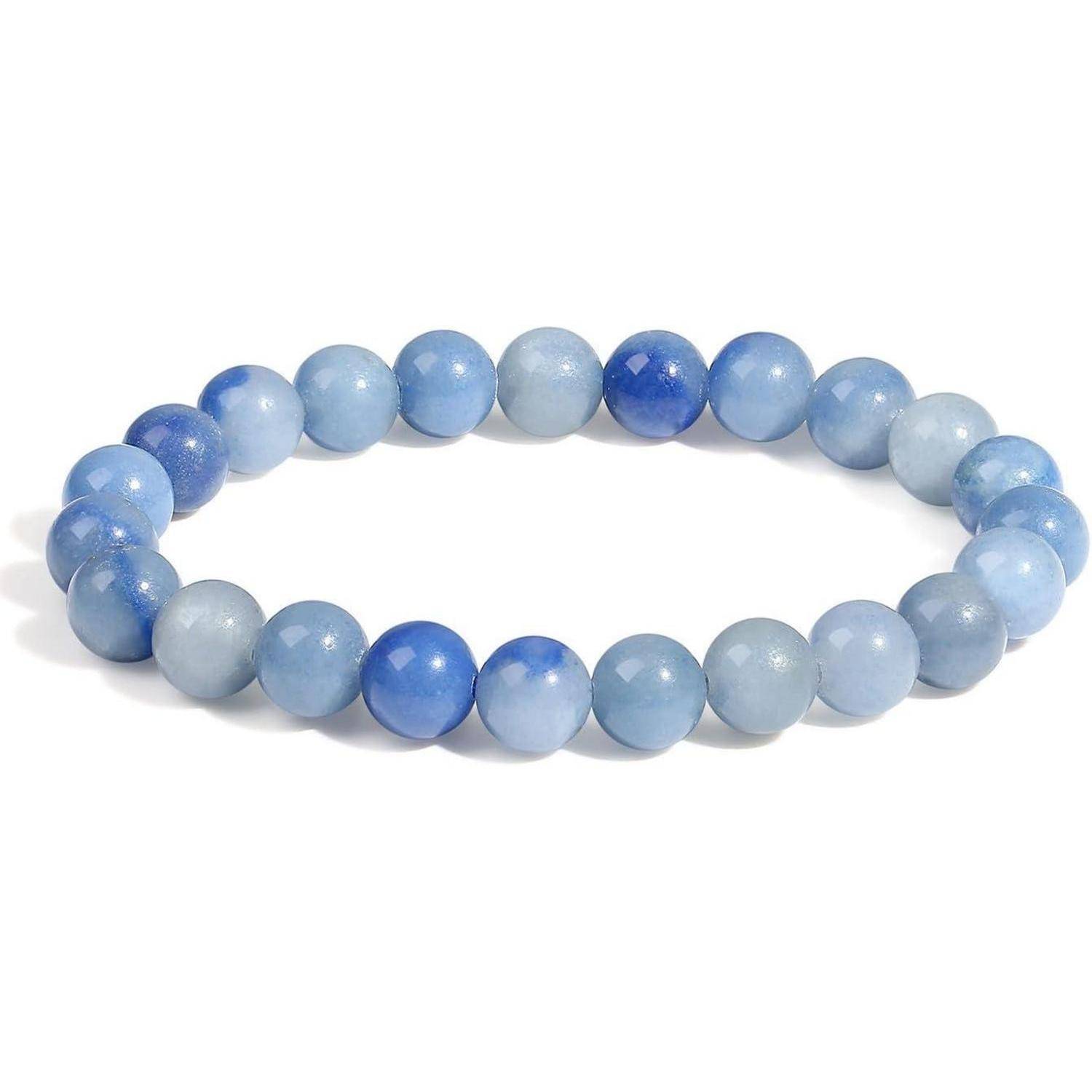 Armband Perlenarmband Kristalle Elastisch Damen Blauer Aventurin