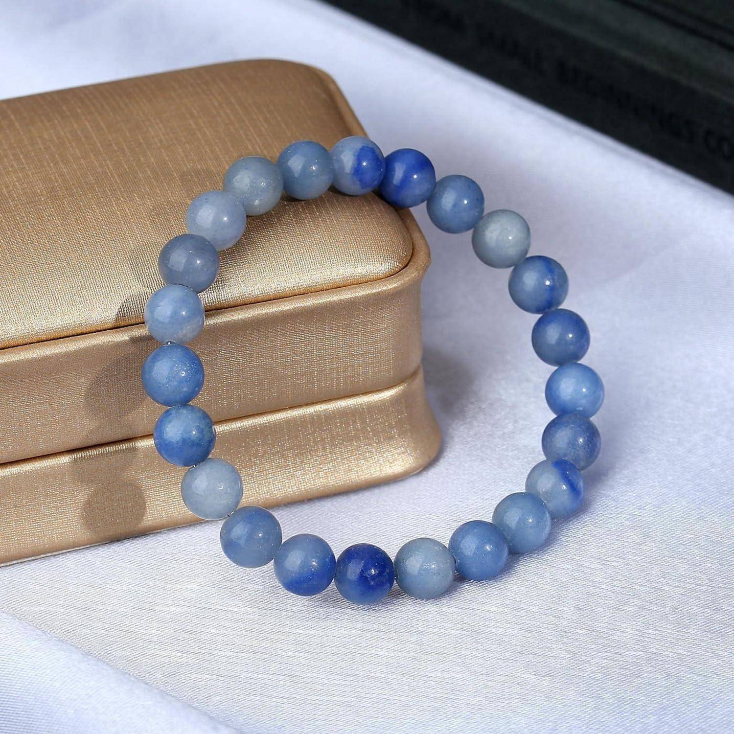 Armband Perlenarmband Kristalle Elastisch Damen Blauer Aventurin