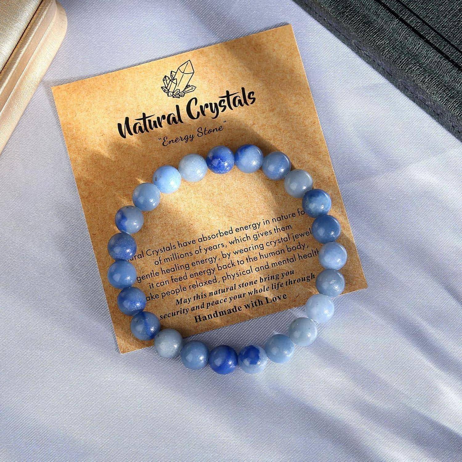Armband Perlenarmband Kristalle Elastisch Damen Blauer Aventurin