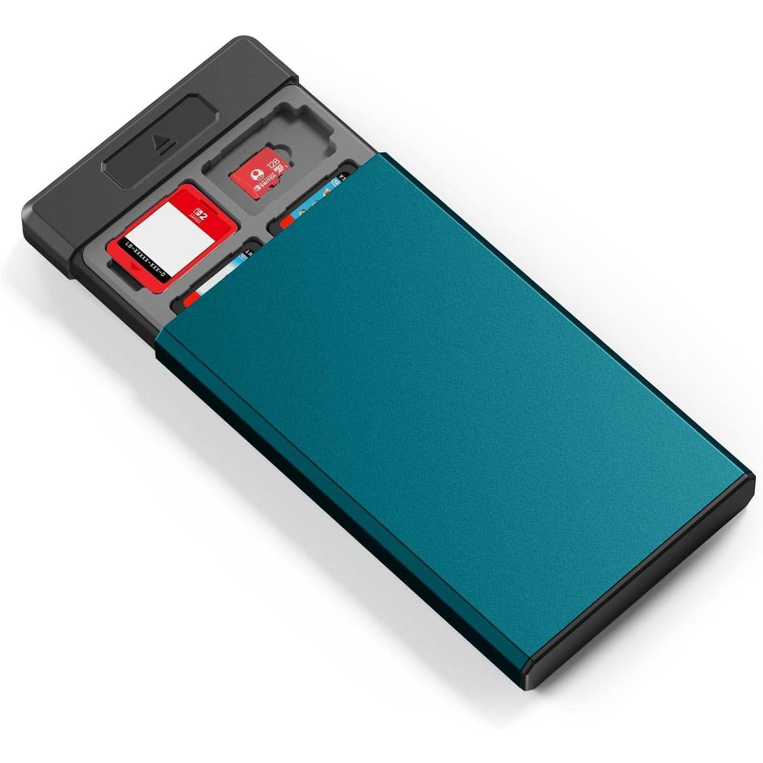 Aufbewahrungsbox Switch OLED Spielekarten MicroSD 20Slots Blue