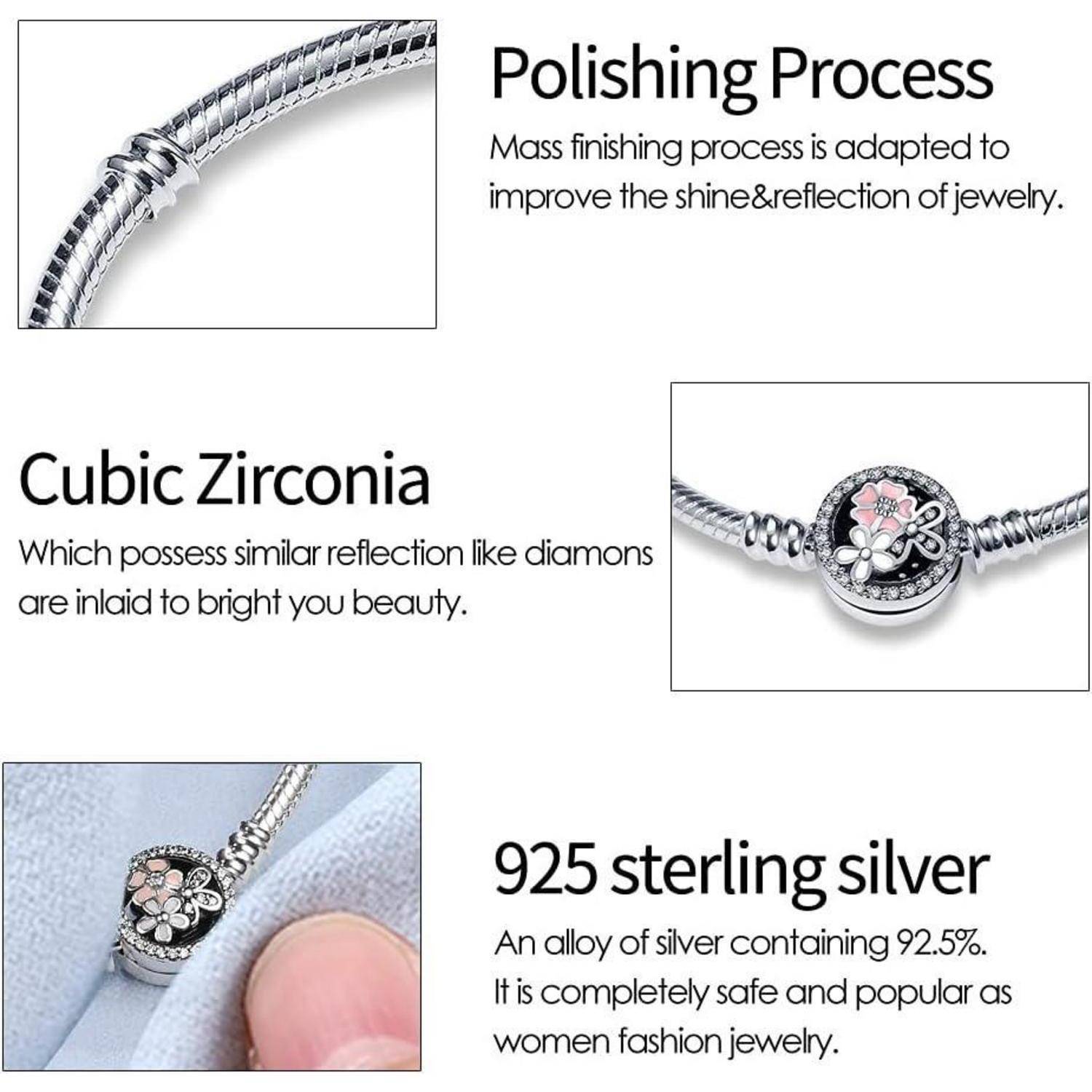 Polierprozess, Kubisches Zirkonium, 925er Sterlingsilber: Schmuckstück mit polierter Oberfläche, diamantähnlichem Zirkonium und einer Silberlegierung von 92,5%.