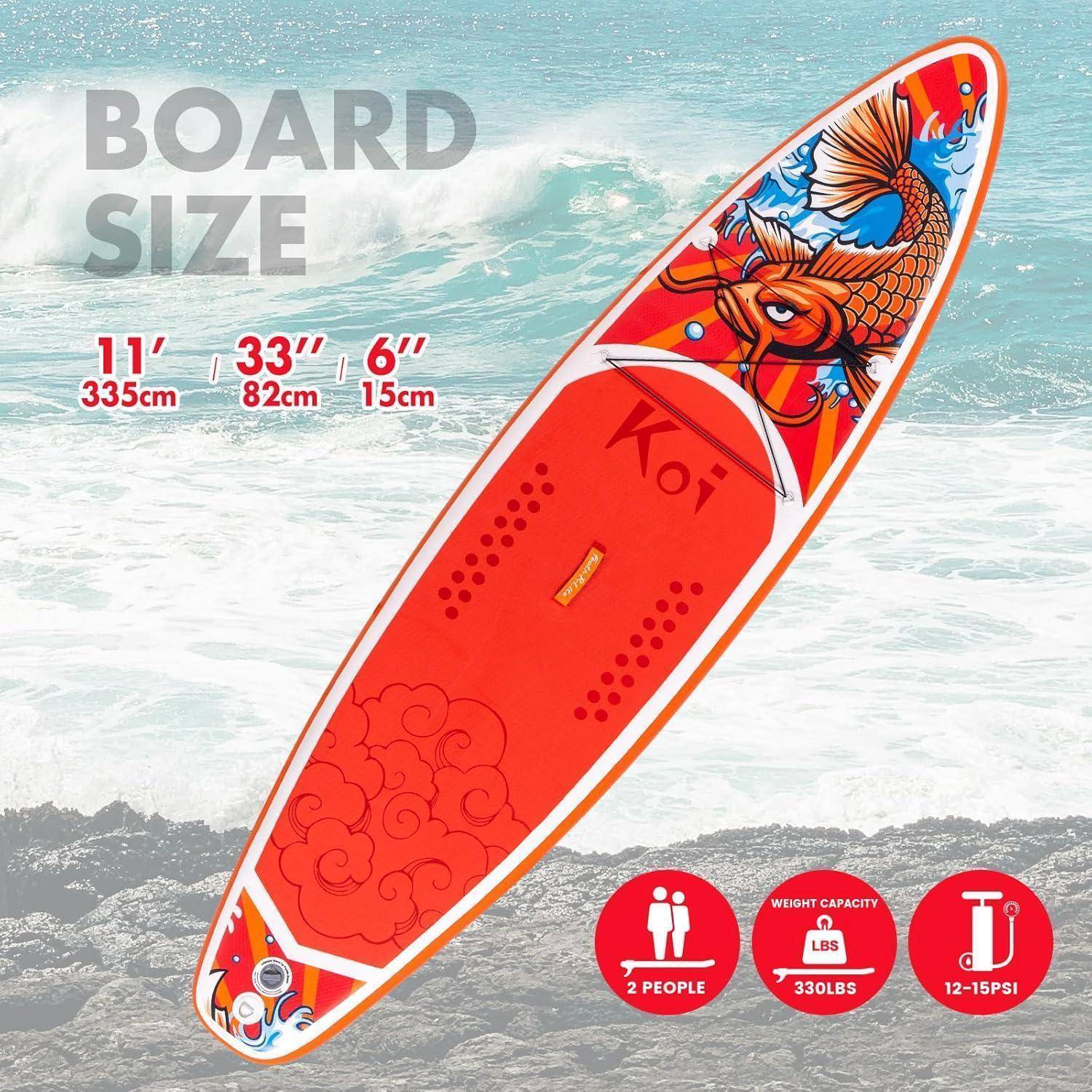 Paddleboard 320CM 350CM Paddel Pumpe Rucksack 335CM KOI-ROT ELITE