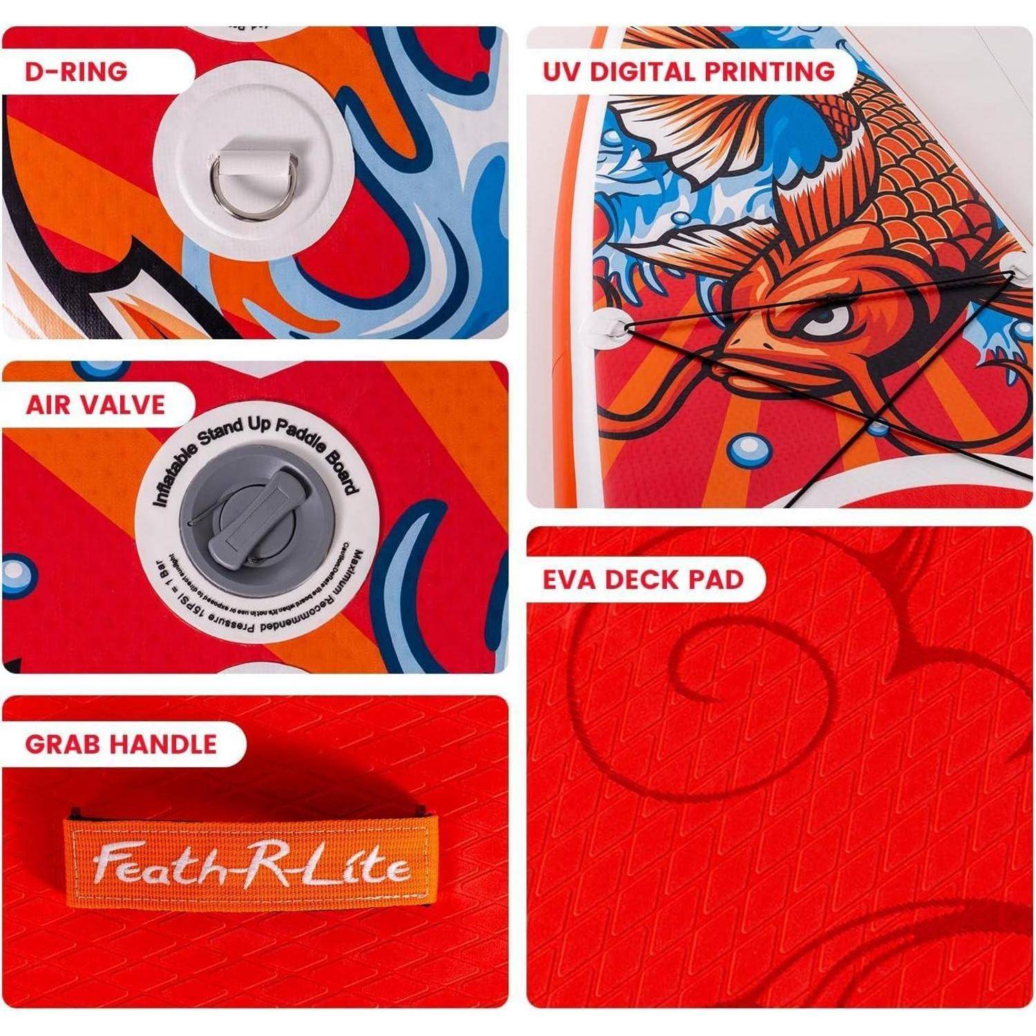 Paddleboard 320CM 350CM Paddel Pumpe Rucksack 335CM KOI-ROT ELITE