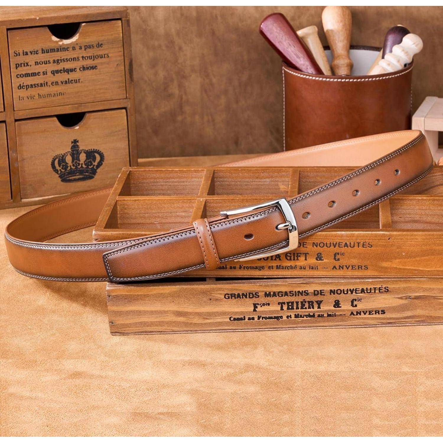 Ledergürtel Herren 35mm Braun-02 Taille 34W-37W=Länge 110cm