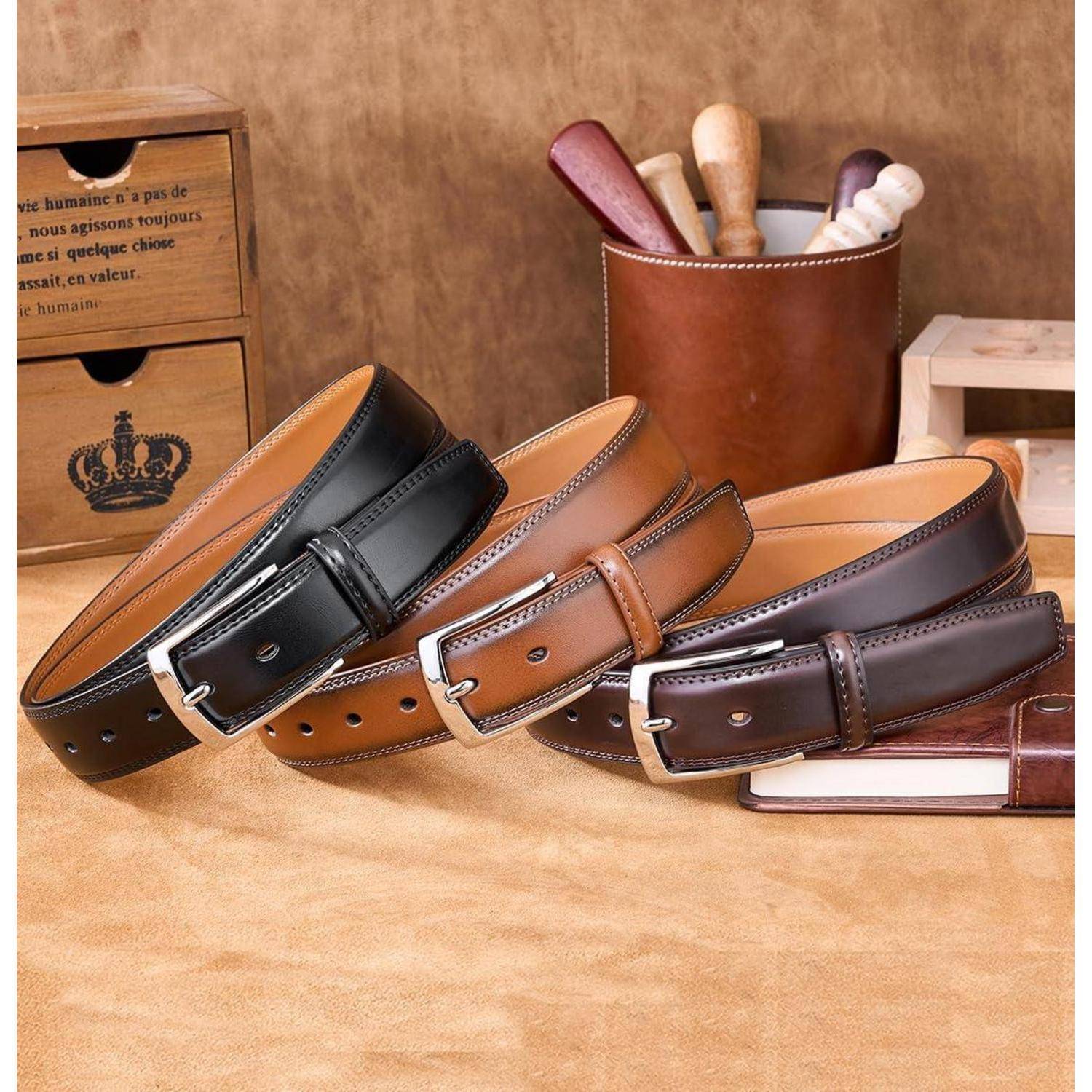Ledergürtel Herren 35mm Braun-02 Taille 34W-37W=Länge 110cm