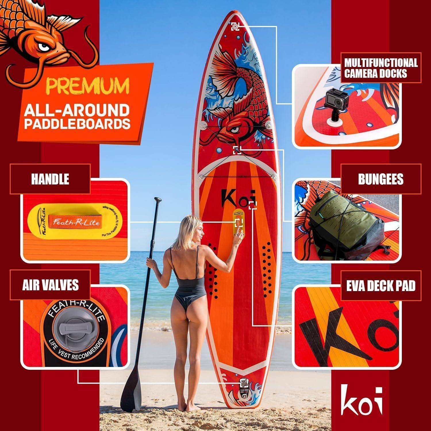 SUP Board aufblasbar 10 11 2 Personen Zubehör 11'6 KOI ELITE ROT