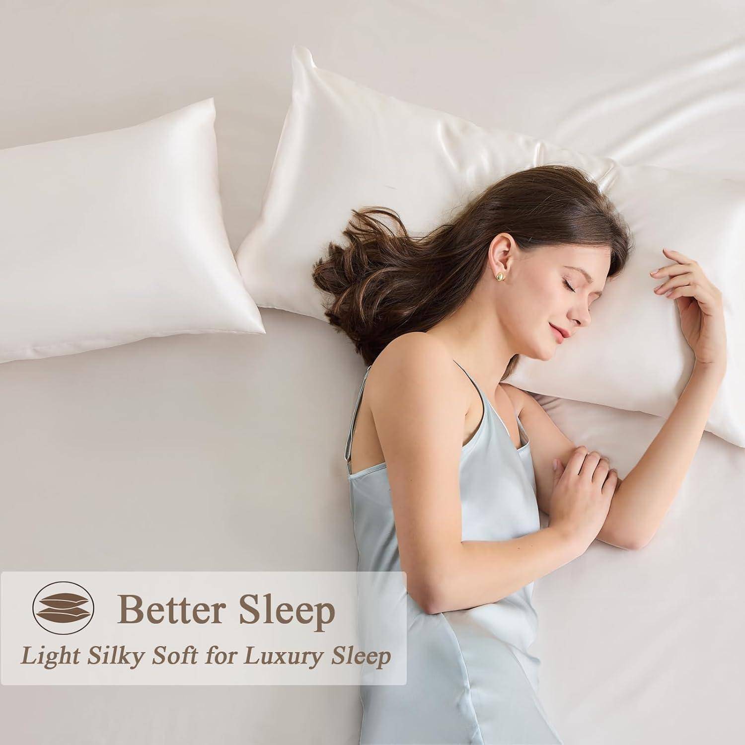 Kissenbezug Satin Seide Reissverschluss Locken 2er 40x60cm Beige Ercu