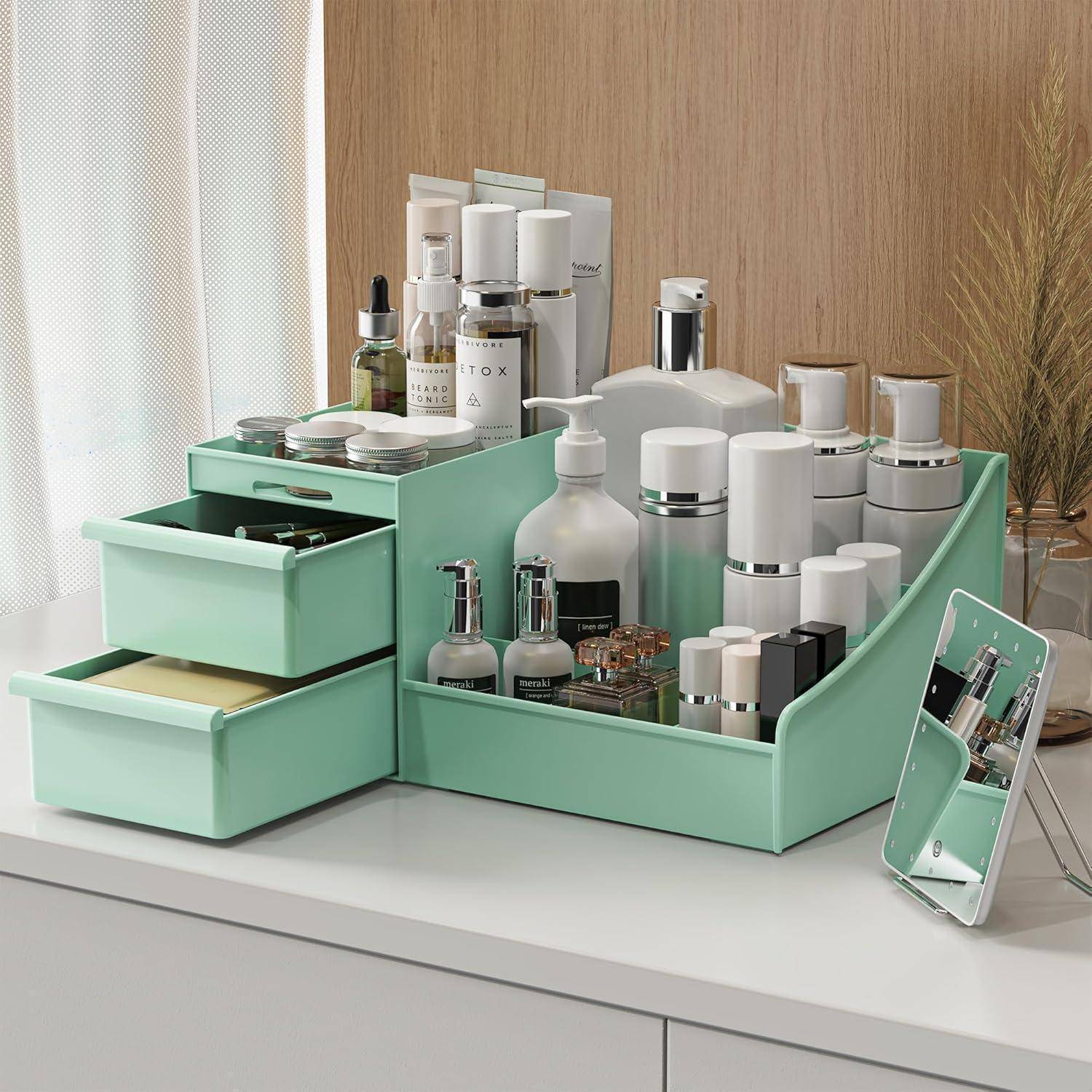 Kosmetik Organizer Schubladen Schminktisch Badezimmer Grün