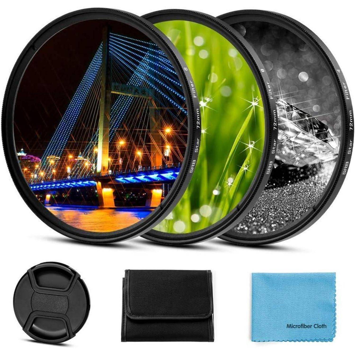52mm Sternfilter Set mit 4/6/8 Punkten + Objektivdeckel + Filterbeutel