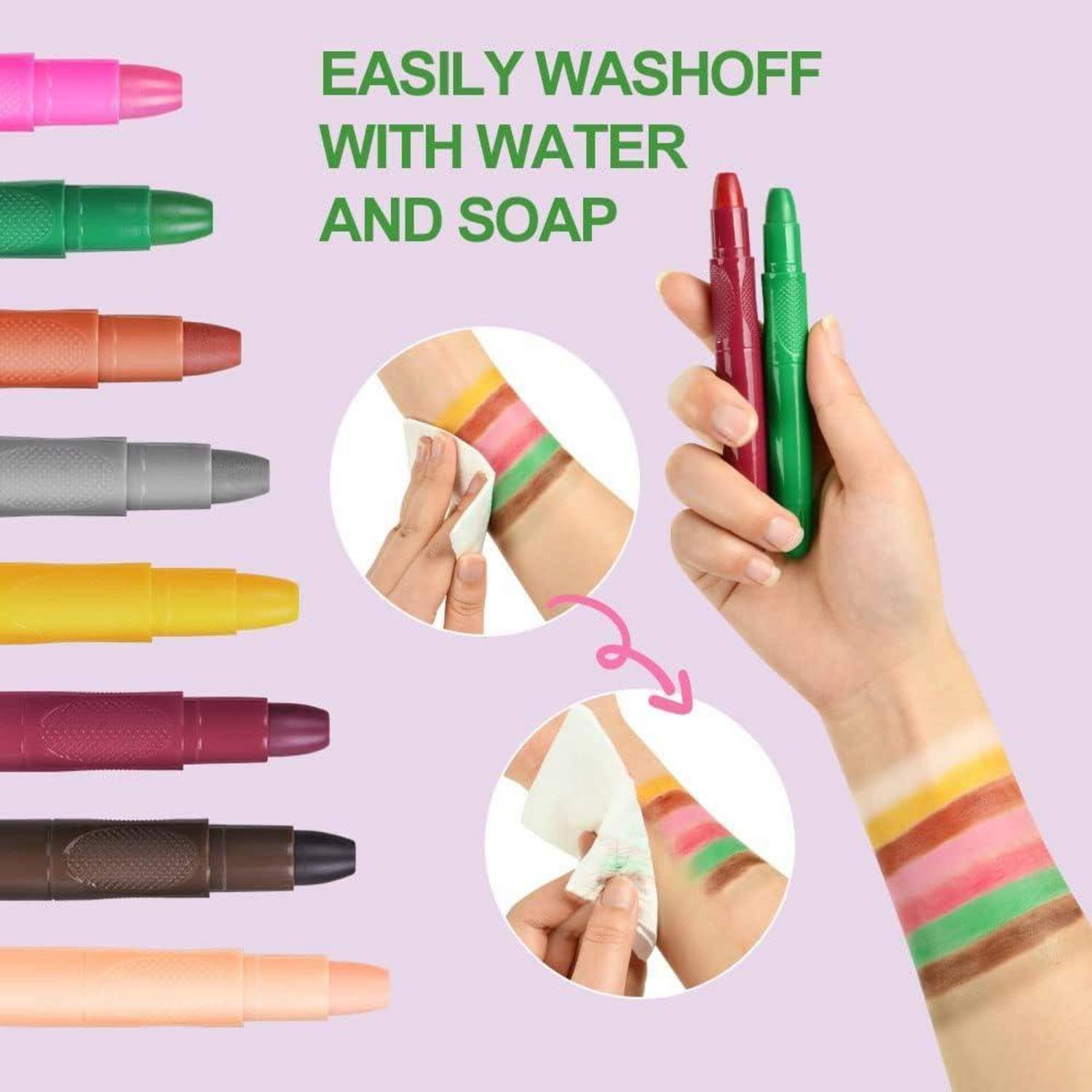 Schminkstifte Kinderschminke Gesichtsfarbe abwaschbar Set 8 Farben B