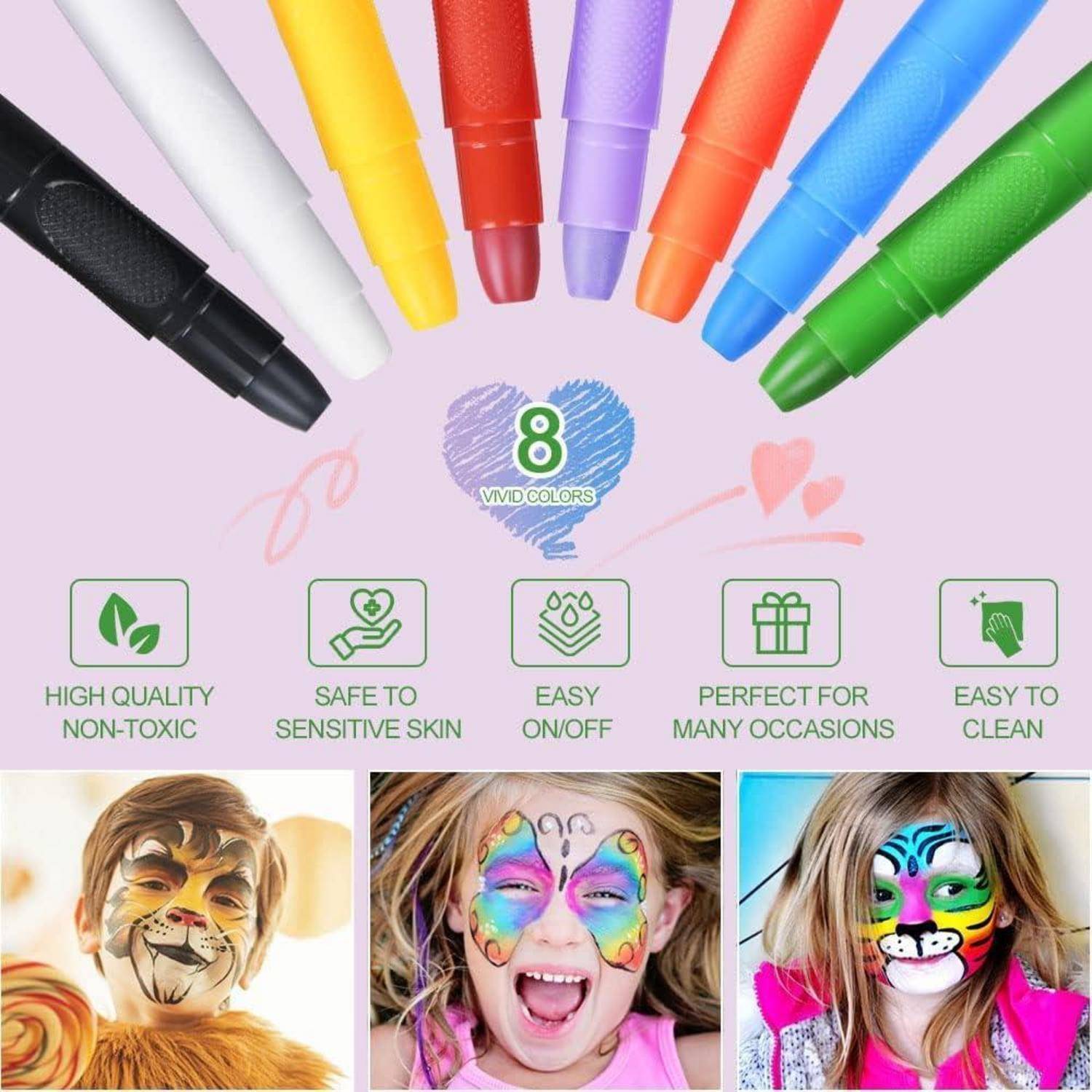 Schminkstifte 8 Farben Kinderschminke Abwaschbar Halloween 8 Farben A