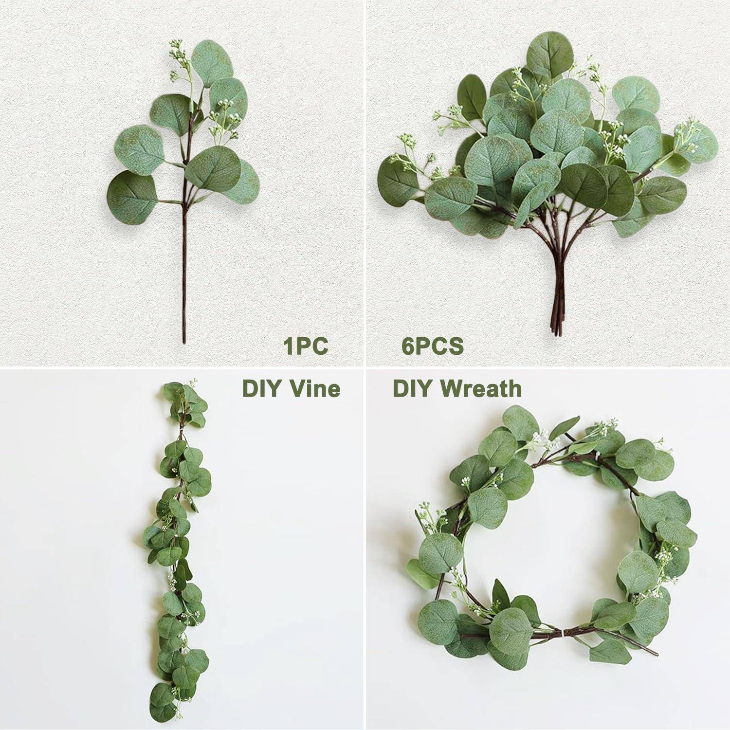 Künstliche Eukalyptus Deko Simulation Grüner Silberdollar Pflanze 12Pc