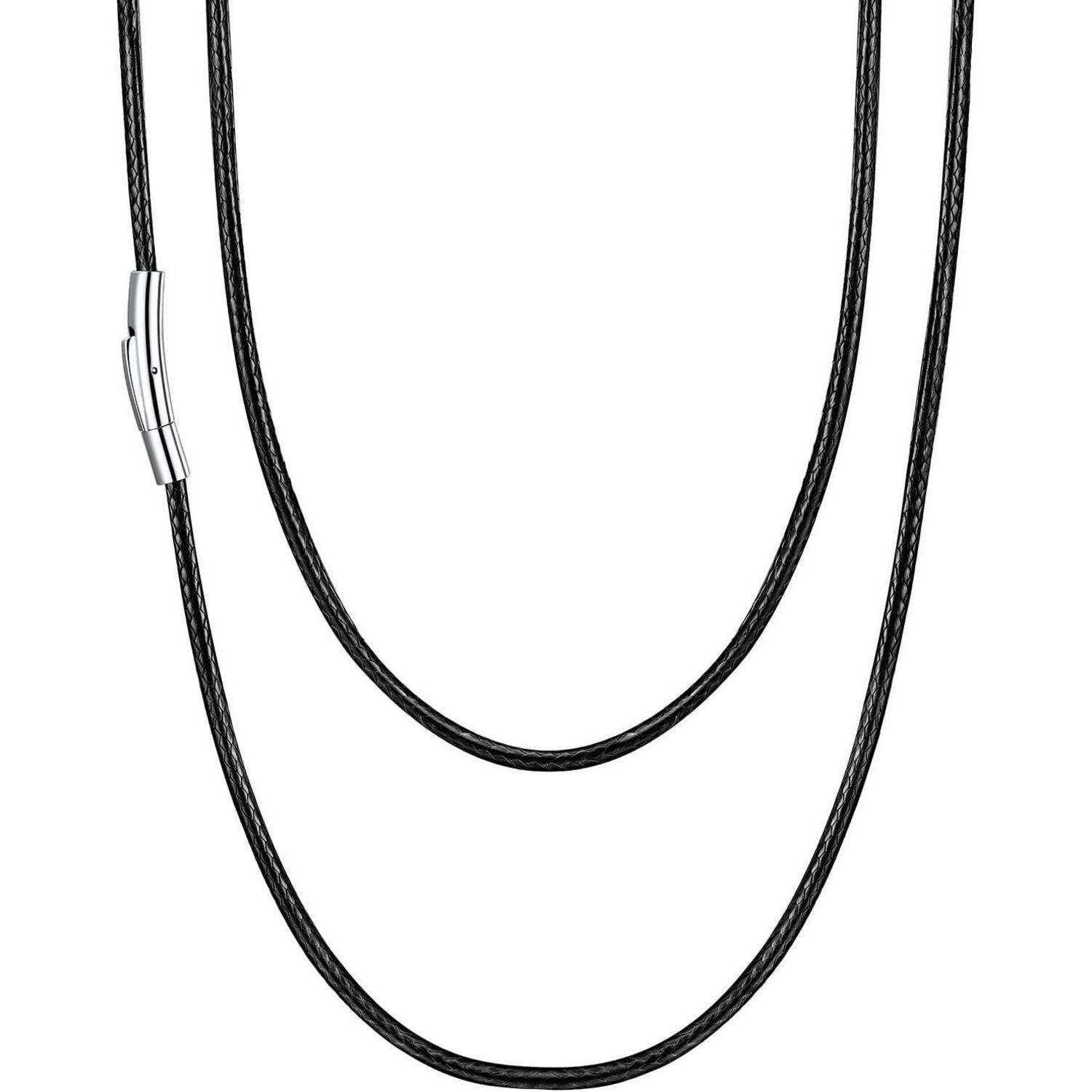 Kette Damen Herren Kunstleder 01 Schwarz(2mm) 41.0 Zentimeter