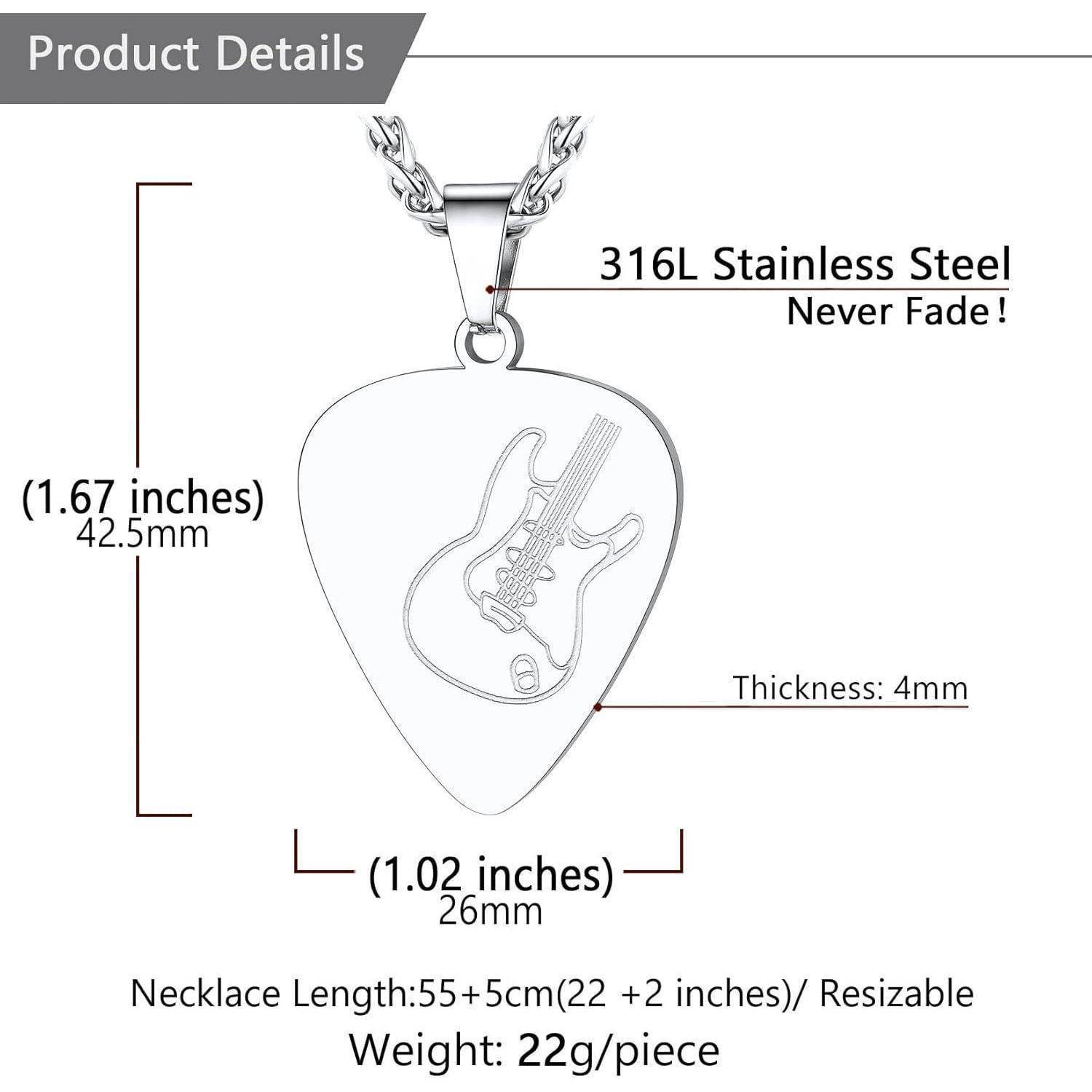 Kettenanhänger E Gitarre Bass Edelstahl 06-silber personalisierbar